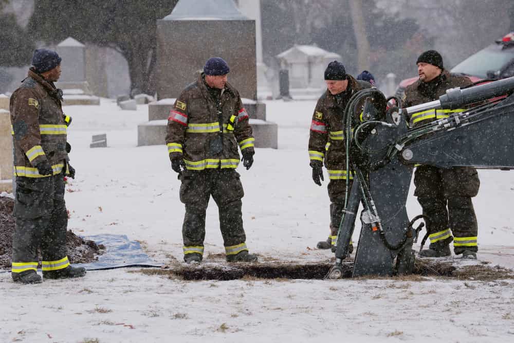 CHICAGO FIRE -- "Firehouse 66" Episode 1416 -- Pictured: (l-r) Rob Morgan as Hopkins, Taylor Kinney as Severide, Joe Minoso as Cruz -- (Photo by: Peter Gordon/NBC)