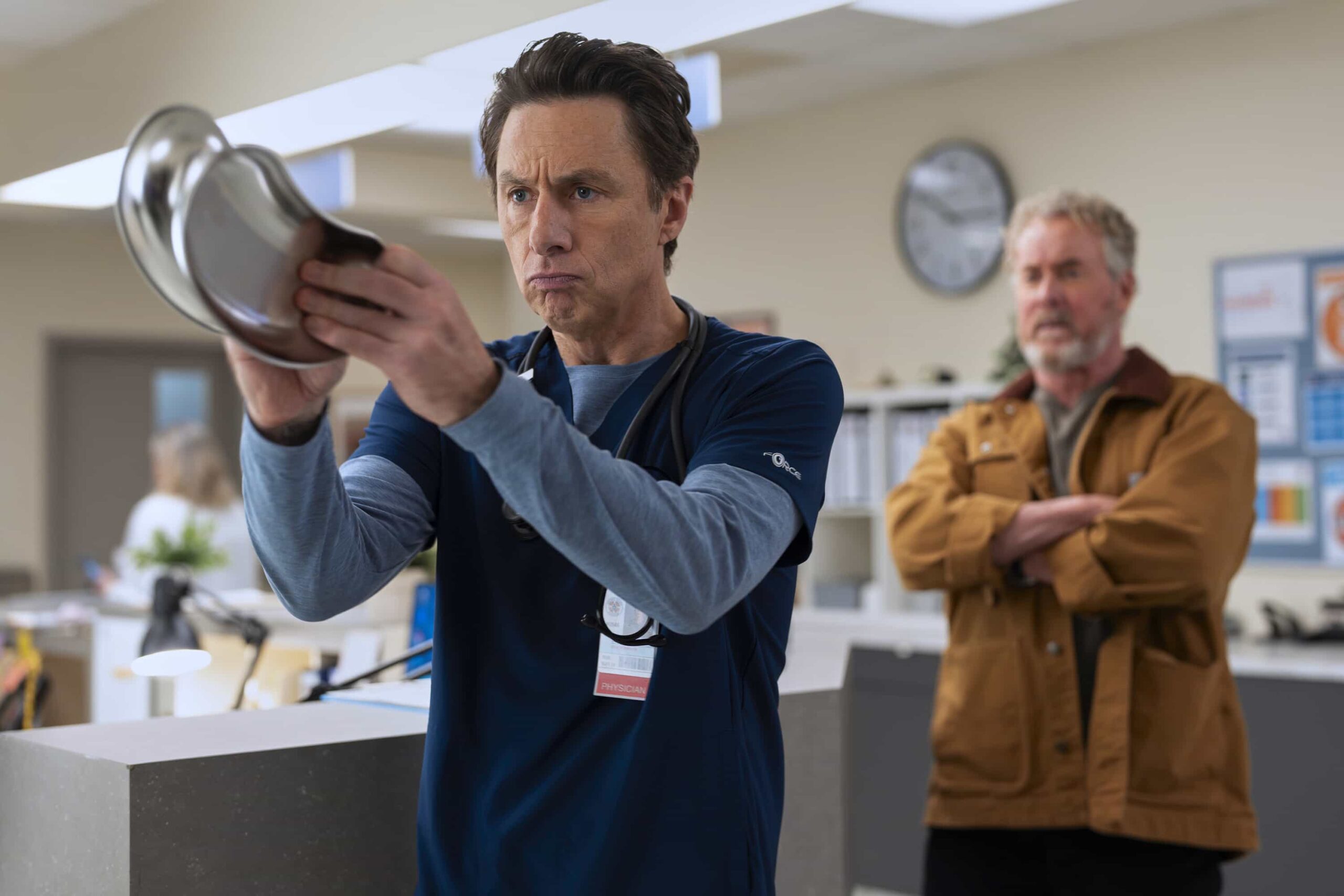 SCRUBS Season 10 Episode 8 - “My Odds” - J.D. has finally hit his stride as the new chief of medicine, only to be shaken by an unexpected visit. Meanwhile, Elliot grapples with being a good mentor for the interns while still holding them accountable. WEDNESDAY, APRIL 8 (8:00-8:30 p.m. EDT) on ABC. (Disney/Darko Sikman) 
ZACH BRAFF, JOHN C. MCGINLEY