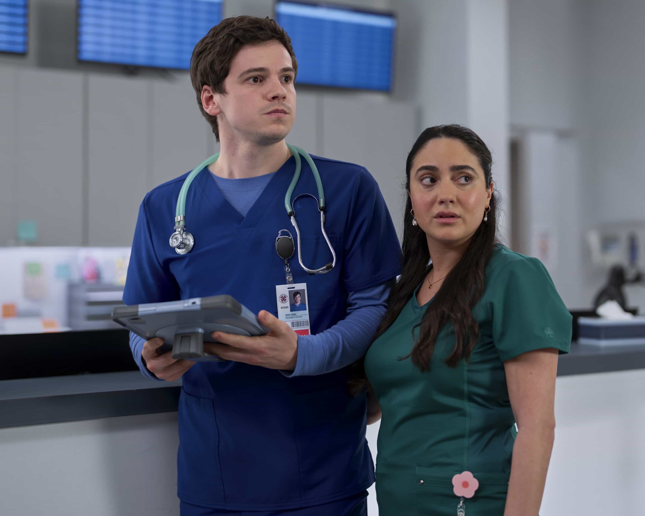 SCRUBS Season 10 Episode 8 - “My Odds” - J.D. has finally hit his stride as the new chief of medicine, only to be shaken by an unexpected visit. Meanwhile, Elliot grapples with being a good mentor for the interns while still holding them accountable. WEDNESDAY, APRIL 8 (8:00-8:30 p.m. EDT) on ABC. (Disney/Darko Sikman) 
JACOB DUDMAN, LAYLA MOHAMMADI