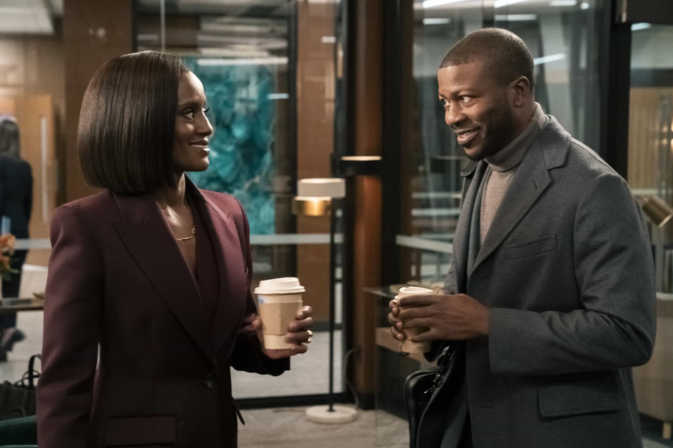 “The Future is Nigh” — CBS Original Series, MATLOCK, scheduled to air on Thursday, April 9 (9:00-10:00 PM, ET/PT).  Pictured (L-R): Skye P. Marshall as “Olympia Lawrence” and Edwin Hodge as “Langston Wright.” Photo: Michael Yarish/CBS ©2026 CBS Entertainment Inc. All Rights Reserved.