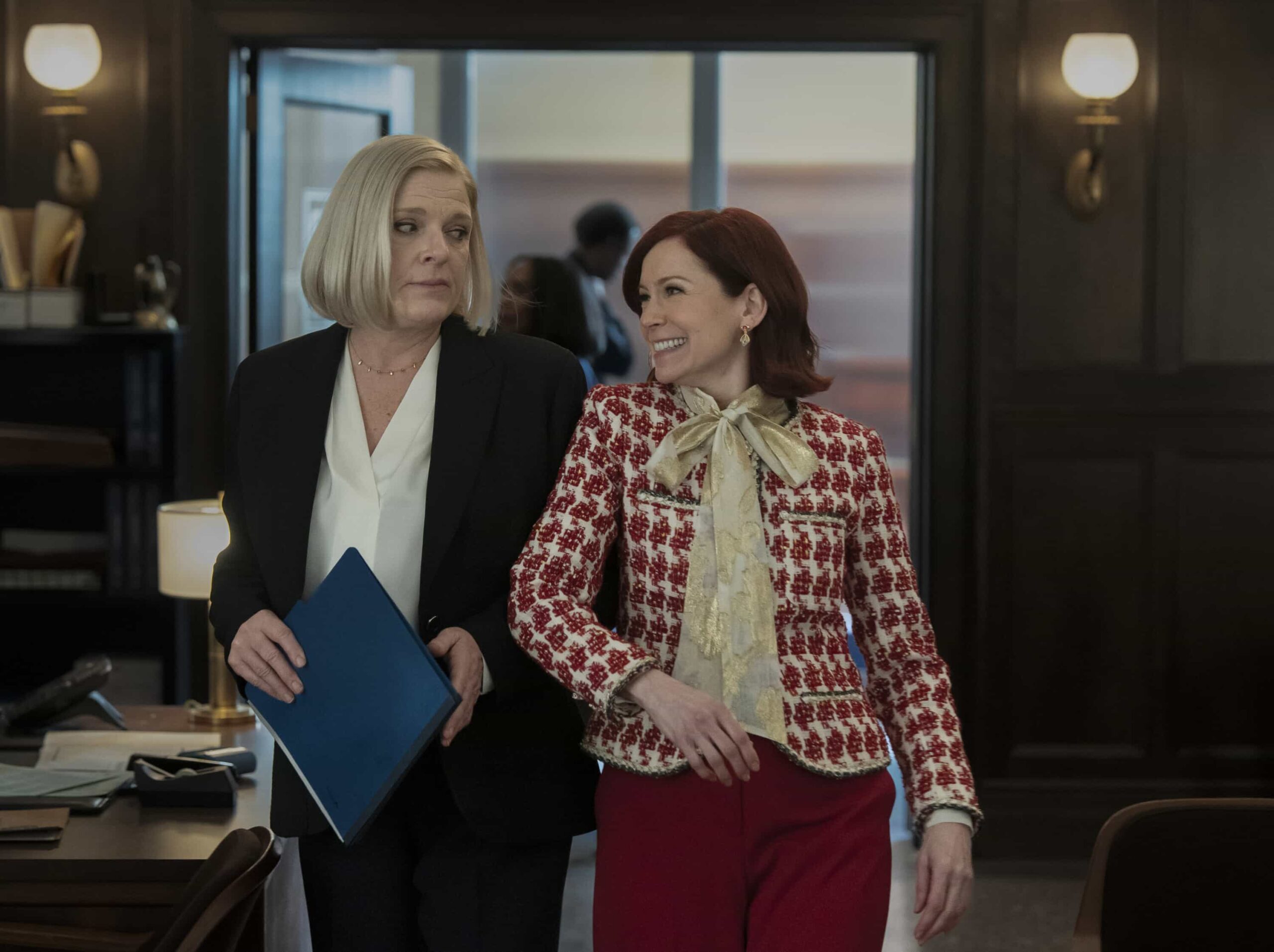 Elsbeth Season 3 Episode 15 Still - "Otherwise Enraged" -- Coverage of the CBS Original Series ELSBETH, scheduled to air on the CBS Television Network.   Pictured (L-R): Molly Price as Det. Jackie Donnelly and Carrie Preston as Elsbeth Tascioni  Photo: Michael Parmelee/CBS ©2026 CBS Broadcasting, Inc. All Rights Reserved.