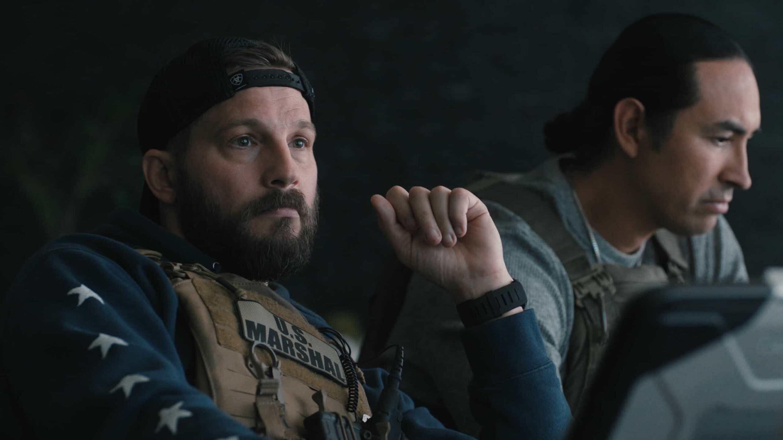 Marshals Season 1 Episode 7 Image - “Family Business” – CBS Original Series MARSHALS, scheduled to air on Sunday, April 12 (8:00-9:00 PM ET/PT). Pictured: Logan Marshall-Green as Pete Calvin. Photo: CBS ©2025 CBS Broadcasting, Inc. All Rights Reserved. Highest quality screengrab available.
