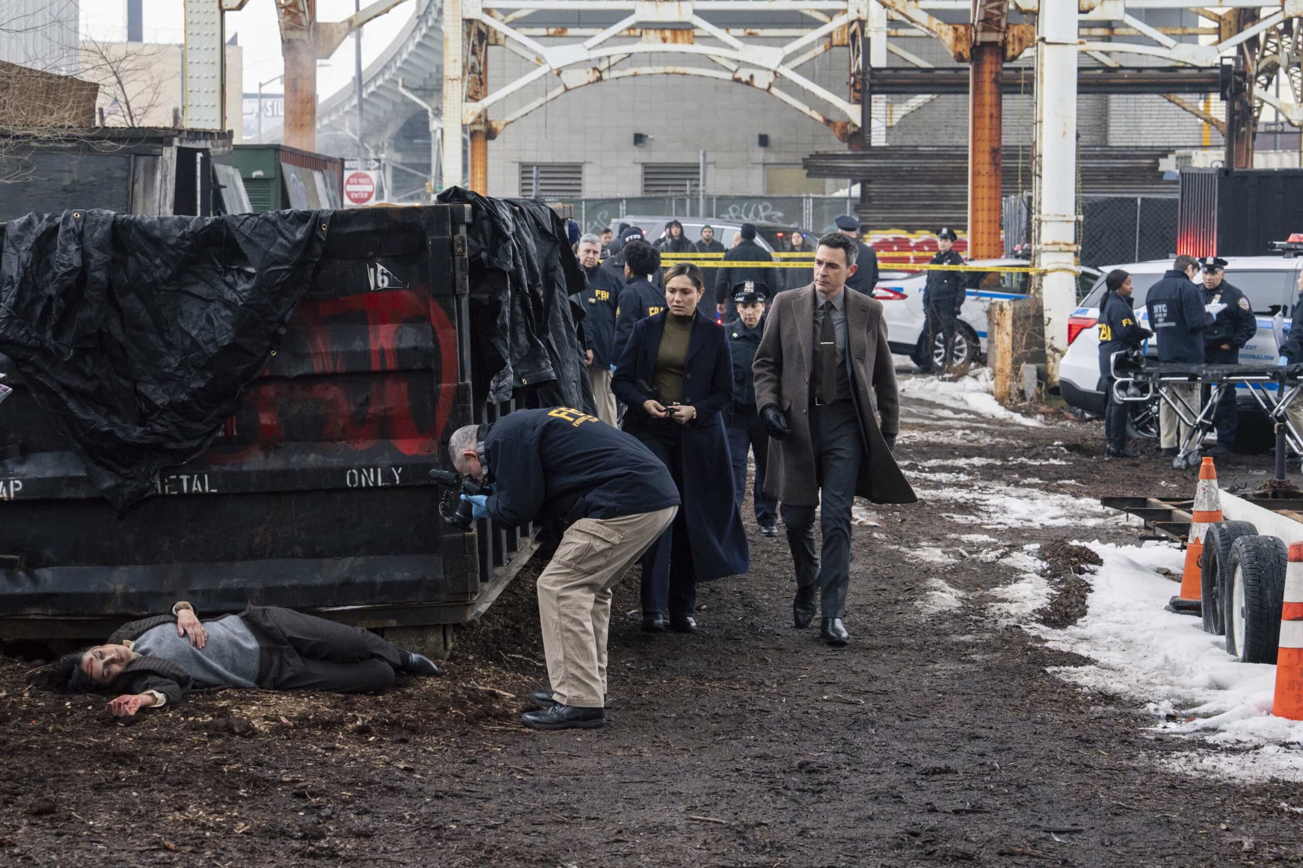 FBI Season 8 Episode 17 “Shahadah” — CBS Original Series FBI, scheduled to air on Monday, April 13 (9:00-10:00 PM, ET/PT).  Pictured (L-R): Juliana Aidén Martinez as Eva Ramos and John Boyd as Special Agent Stuart Scola. Photo: Bennett Raglin/CBS ©2026 CBS Broadcasting, Inc. All Rights Reserved.