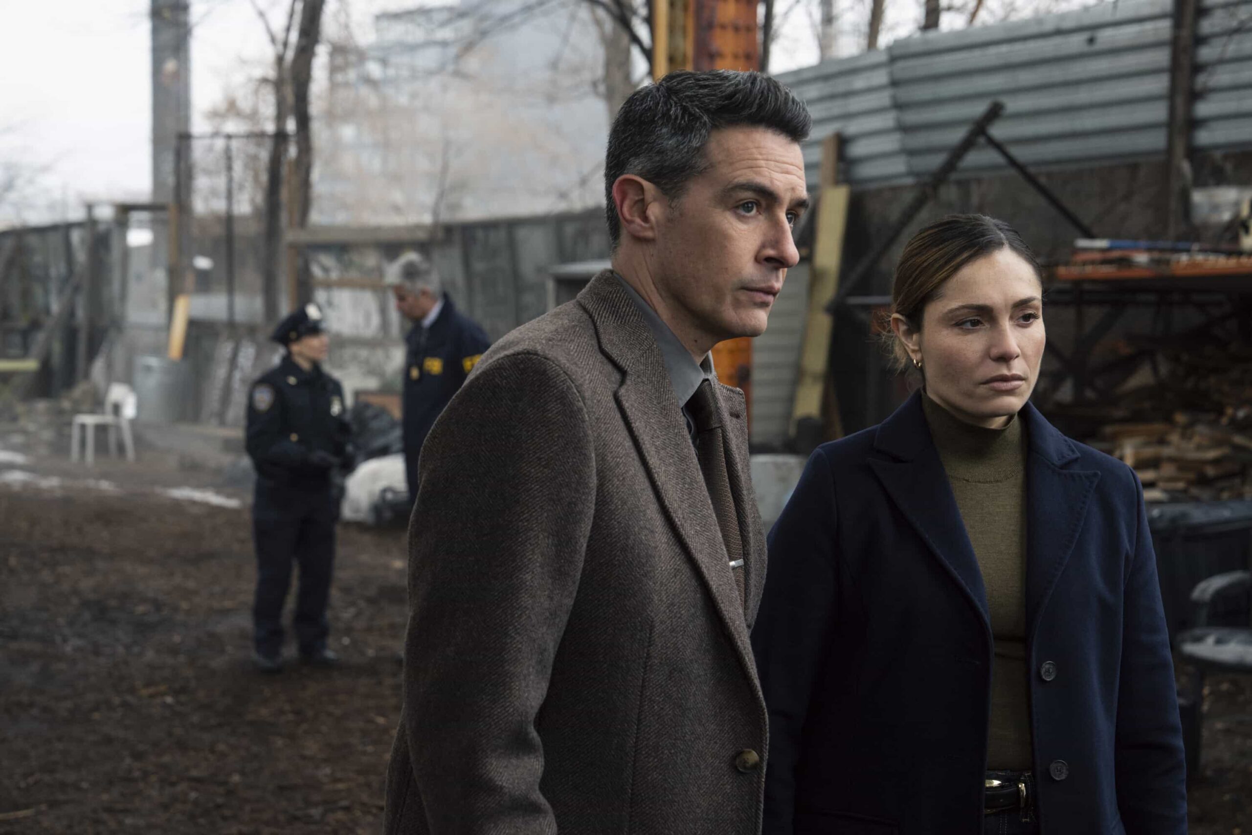 “Shahadah” — CBS Original Series FBI, scheduled to air on Monday, April 13 (9:00-10:00 PM, ET/PT).  Pictured (L-R): John Boyd as Special Agent Stuart Scola and Juliana Aidén Martinez as Eva Ramos. Photo: Bennett Raglin/CBS ©2026 CBS Broadcasting, Inc. All Rights Reserved.
