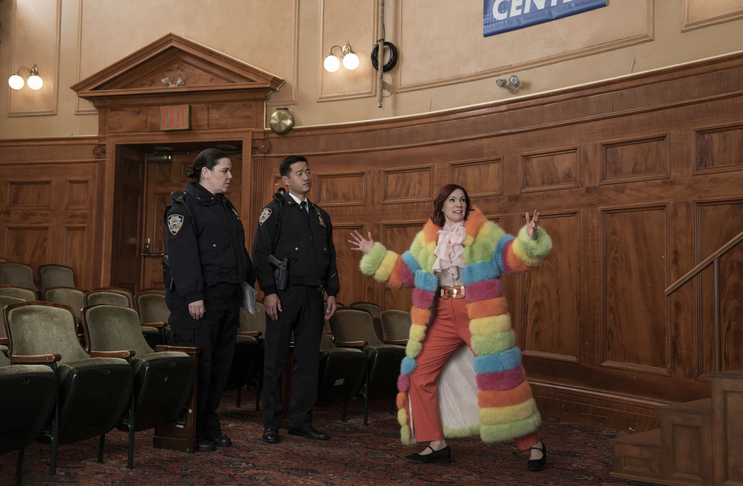 "Murder, He Wrote" -- Coverage of the CBS Original Series ELSBETH, scheduled to air on the CBS Television Network.      Pictured L to R: Lindsay Mendez as Officer Grace Hackett, Daniel K. Isaac as LT. Connor and Carrie Preston as Elsbeth Tascioni. Photo: Michael Parmelee/CBS ©2026 CBS Broadcasting, Inc. All Rights Reserved.