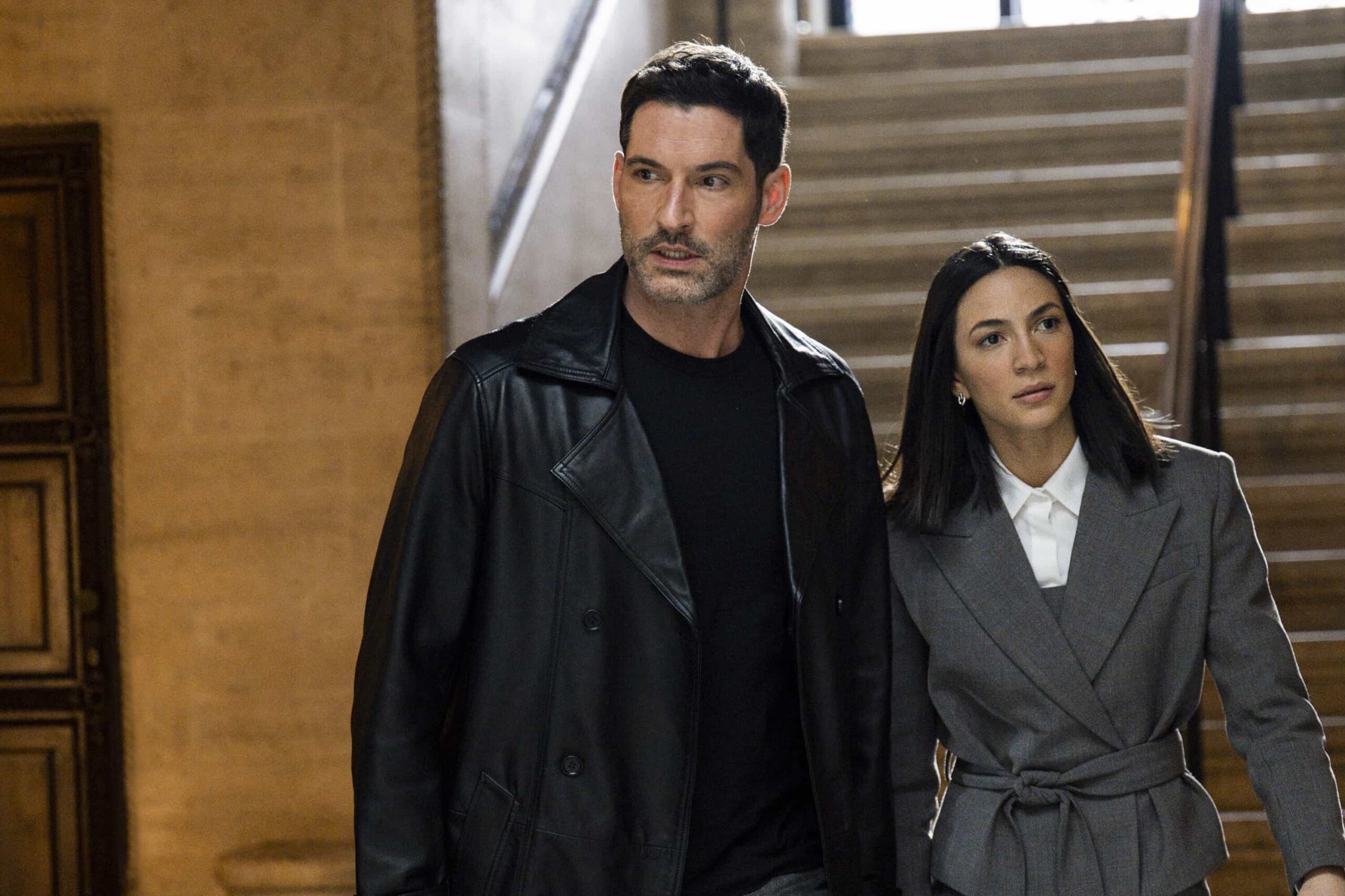 CIA Season 1 Episode 8 "Orbital" -- CBS Original Series CIA, scheduled to air on Monday, April 20 (10:00-11:00 PM, ET/PT).  Pictured (L-R): Tom Ellis as CIA Case Officer Colin Glass and Natalee Linez as CIA Analyst Gina Gosian. Photo: Mark Schafer/CBS ©2026 CBS Broadcasting, Inc. All Rights Reserved.