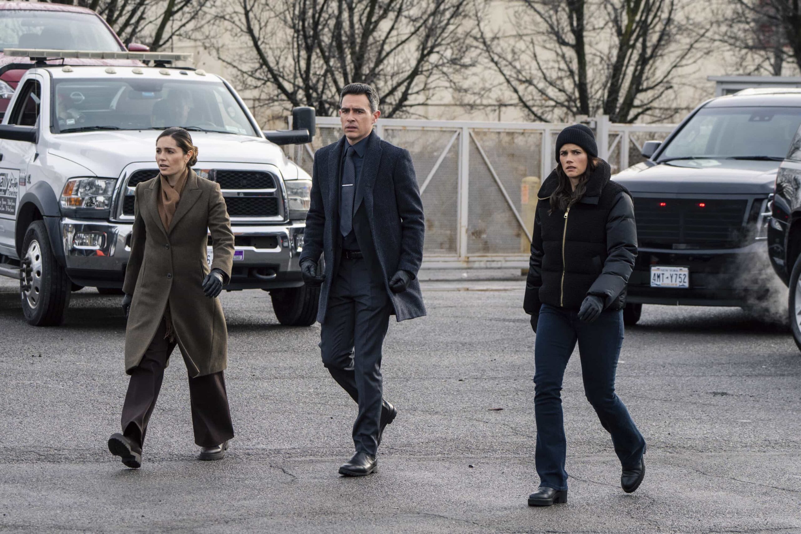 FBI Season 8 Episode 18 “Behavior” — CBS Original Series FBI, scheduled to air on Monday, April 20 (9:00-10:00 PM, ET/PT).  Pictured (L-R): Juliana Aidén Martinez as Eva Ramos, John Boyd as Special Agent Stuart Scola and Missy Peregrym as Special Agent Maggie Bell. Photo: Bennett Raglin/CBS ©2026 CBS Broadcasting, Inc. All Rights Reserved.