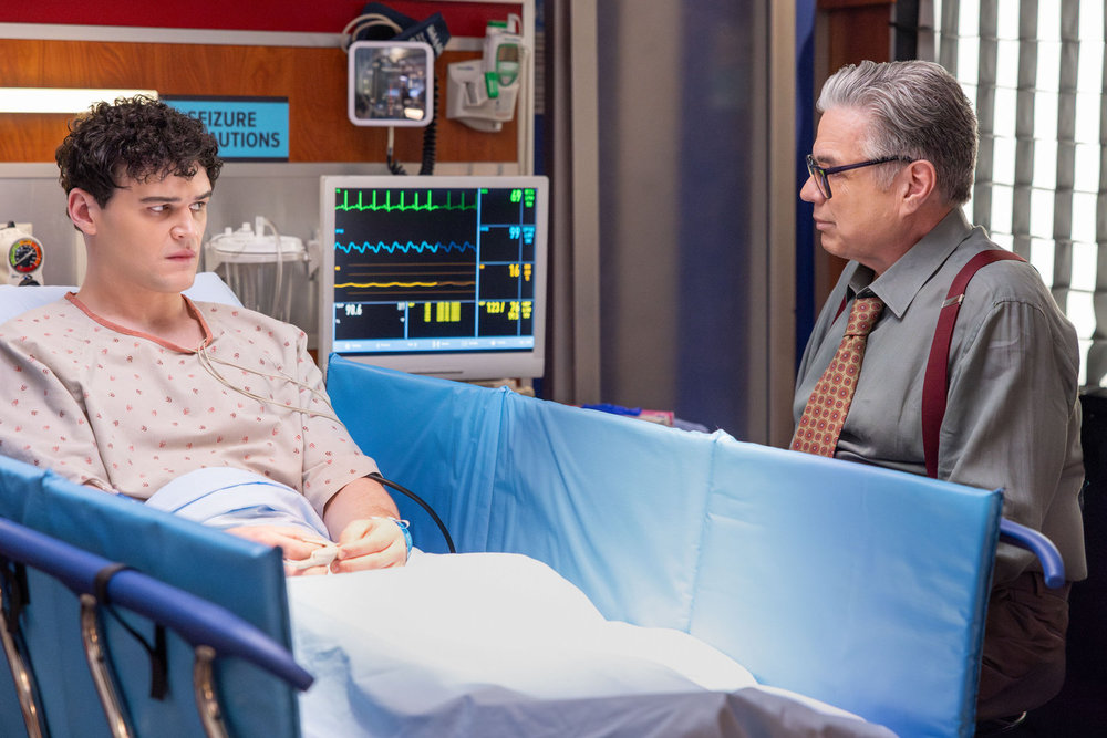 CHICAGO MED -- "Things Left Unsaid" Episode 1118 -- Pictured: (l-r) Dan Berry as Cody, Oliver Platt as Dr. Daniel Charles -- (Photo by: George Burns Jr/NBC)