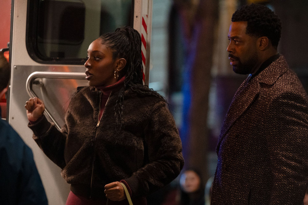 CHICAGO PD Season 13 Episode 18 -- "The Wicked River" Episode 1318 -- Pictured: (l-r) Karen Obilom as Tasha Fox, LaRoyce Hawkins as Officer Kevin Atwater -- (Photo by: Lori Allen/NBC)