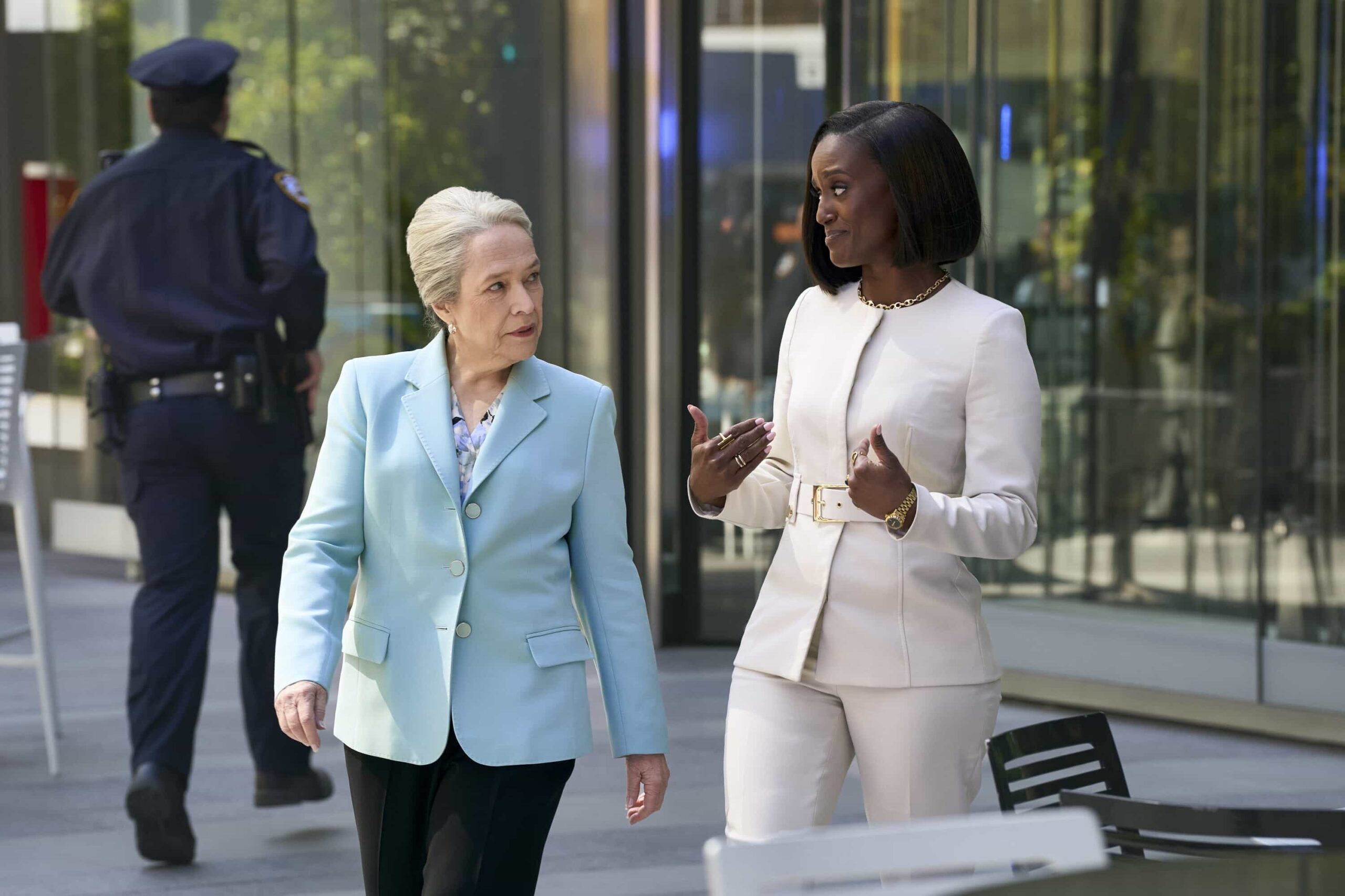 “Matty Matlock” -- CBS Original Series MATLOCK, scheduled to air on Thursday, April 23 (9:01-11:00 PM, ET/PT).  Pictured (L-R): Kathy Bates as “Madeline Matlock” and Skye P. Marshall as “Olympia Lawrence.” Photo: Michael Yarish/CBS ©2026 CBS Broadcasting, Inc. All Rights Reserved.