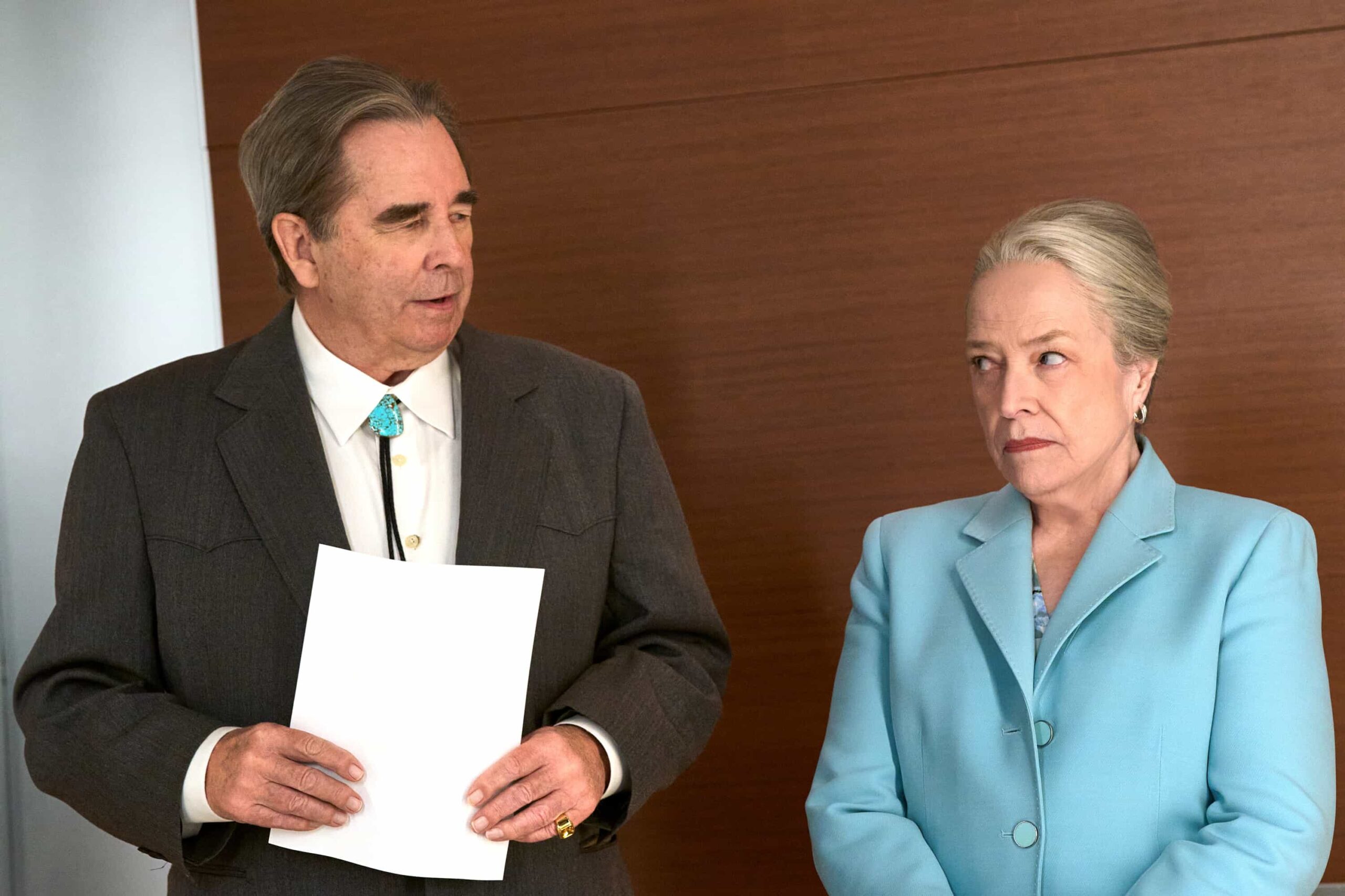 “Matty Matlock” -- CBS Original Series MATLOCK, scheduled to air on Thursday, April 23 (9:01-11:00 PM, ET/PT).  Pictured (L-R): Beau Bridges as Howard "Senior" Markston and Kathy Bates as “Madeline Matlock.” Photo: Michael Yarish/CBS ©2026 CBS Broadcasting, Inc. All Rights Reserved.