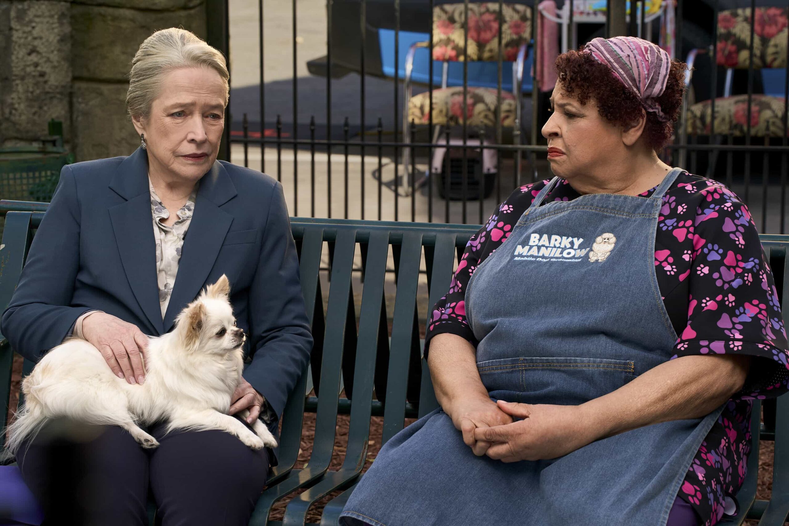 “Matty Matlock” -- CBS Original Series MATLOCK, scheduled to air on Thursday, April 23 (9:01-11:00 PM, ET/PT).  Pictured (L-R): Kathy Bates as “Madeline Matlock” and Patricia Belcher as “Mrs. Emmalyn Belvin.” Photo: Michael Yarish/CBS ©2026 CBS Broadcasting, Inc. All Rights Reserved.