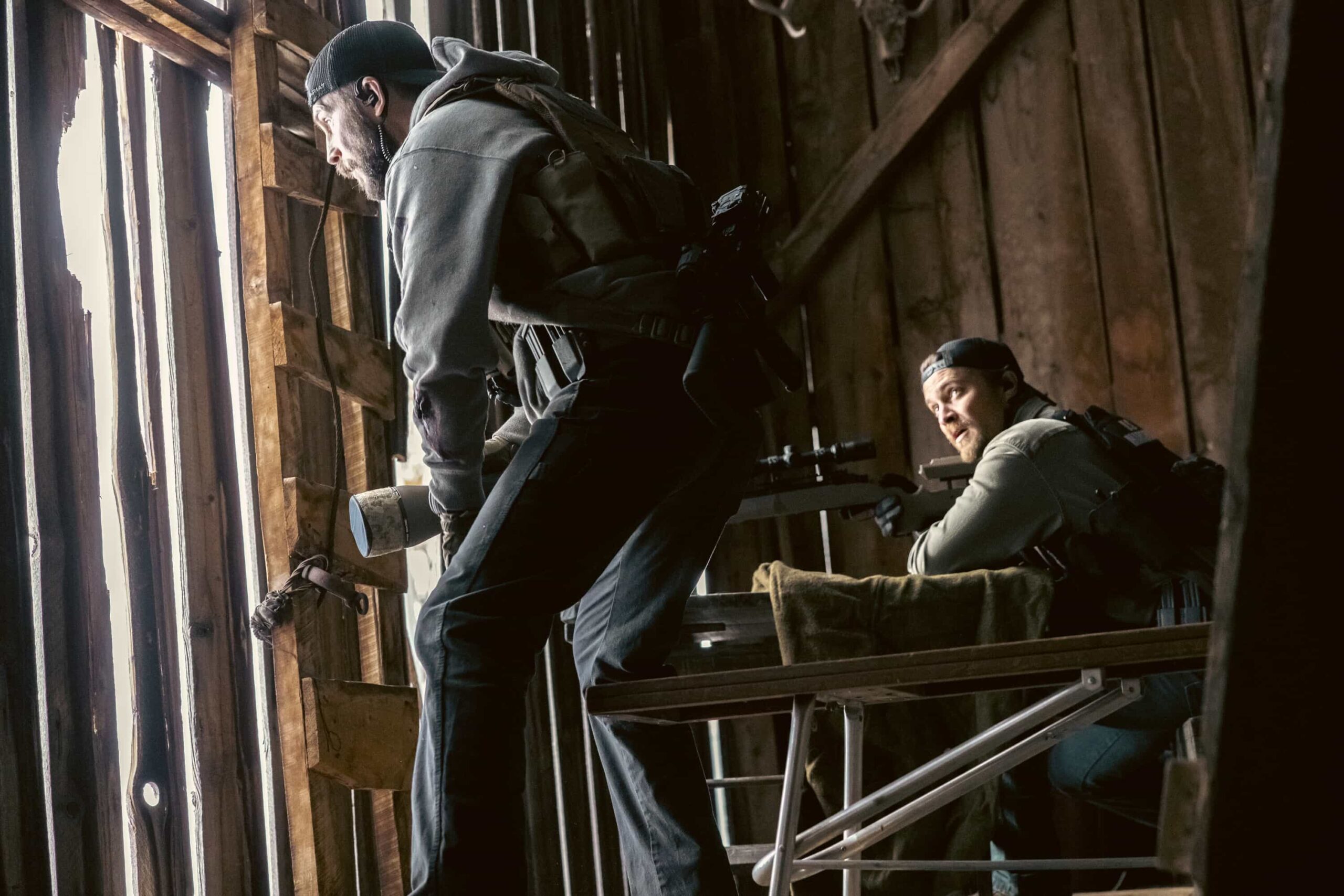 "In Low Places" -- CBS Original Series MARSHALS, scheduled to air on Sunday, April 26 (8:00-9:00 PM, ET/PT).  Pictured (L-R): Logan Marshall-Green as Pete Calvin and Luke Grimes as Kayce Dutton. Photo: Fred Hayes/CBS ©2025 CBS Broadcasting, Inc. All Rights Reserved.