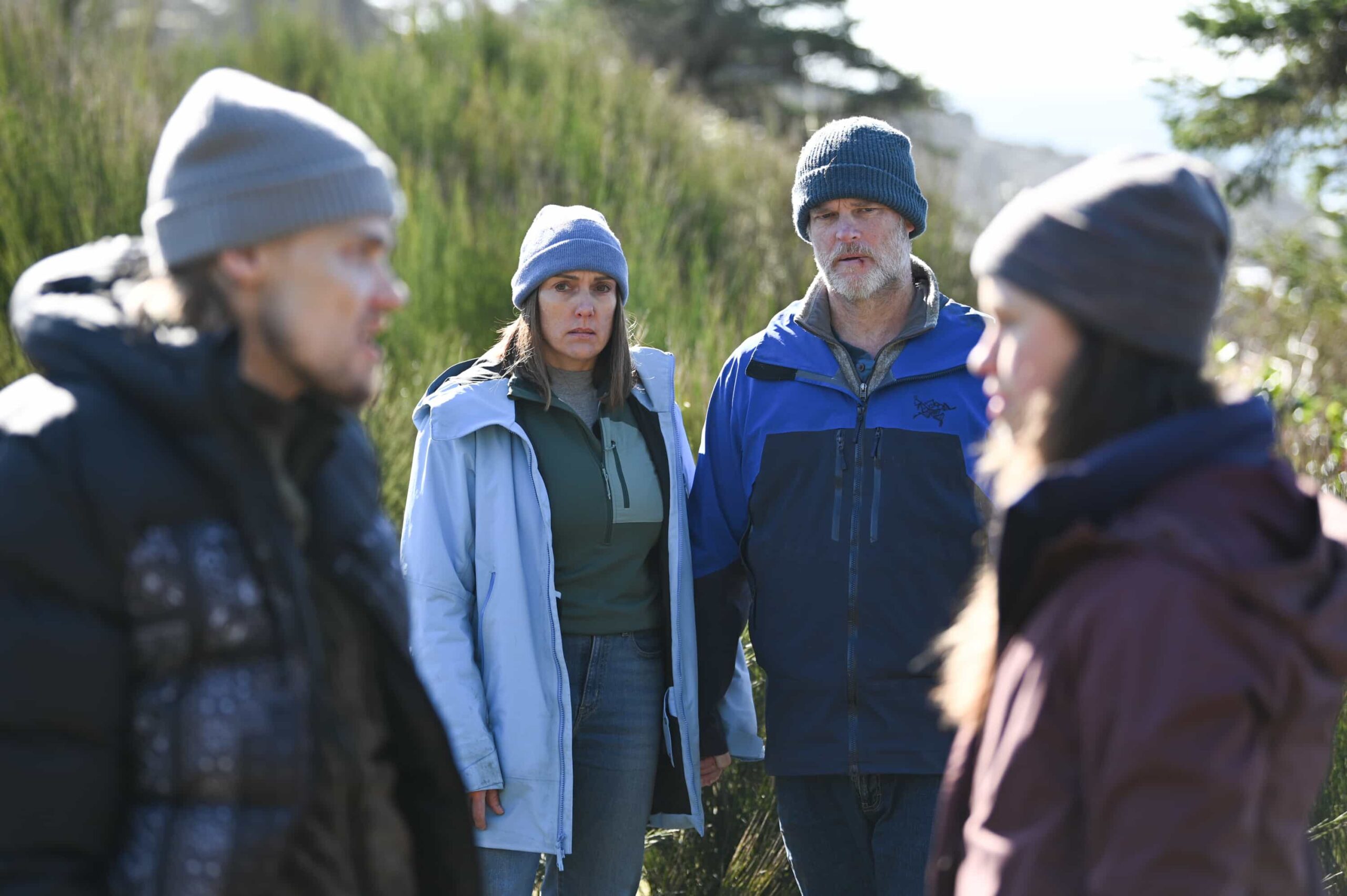 Tracker Season 3 Episode 18 “Alaskan Wild” – While searching for answers about his father, Colter is pulled into a tense case involving a teenage boy’s missing parents, uncovering a dangerous situation far more complicated than it first appears, on the CBS Original series TRACKER, Sunday, April 26 (9:00-10:00 PM, ET/PT) on the CBS Television Network, and streaming on Paramount+.Pictured: Levi Meadan as TJ, Marie Ward as Vera, Brad Beyer as Hal and Lillian Doucet-Roche as Molly. Photo: Sergei Bachlakov/CBS ©2026 CBS Broadcasting, Inc. All Rights Reserved.