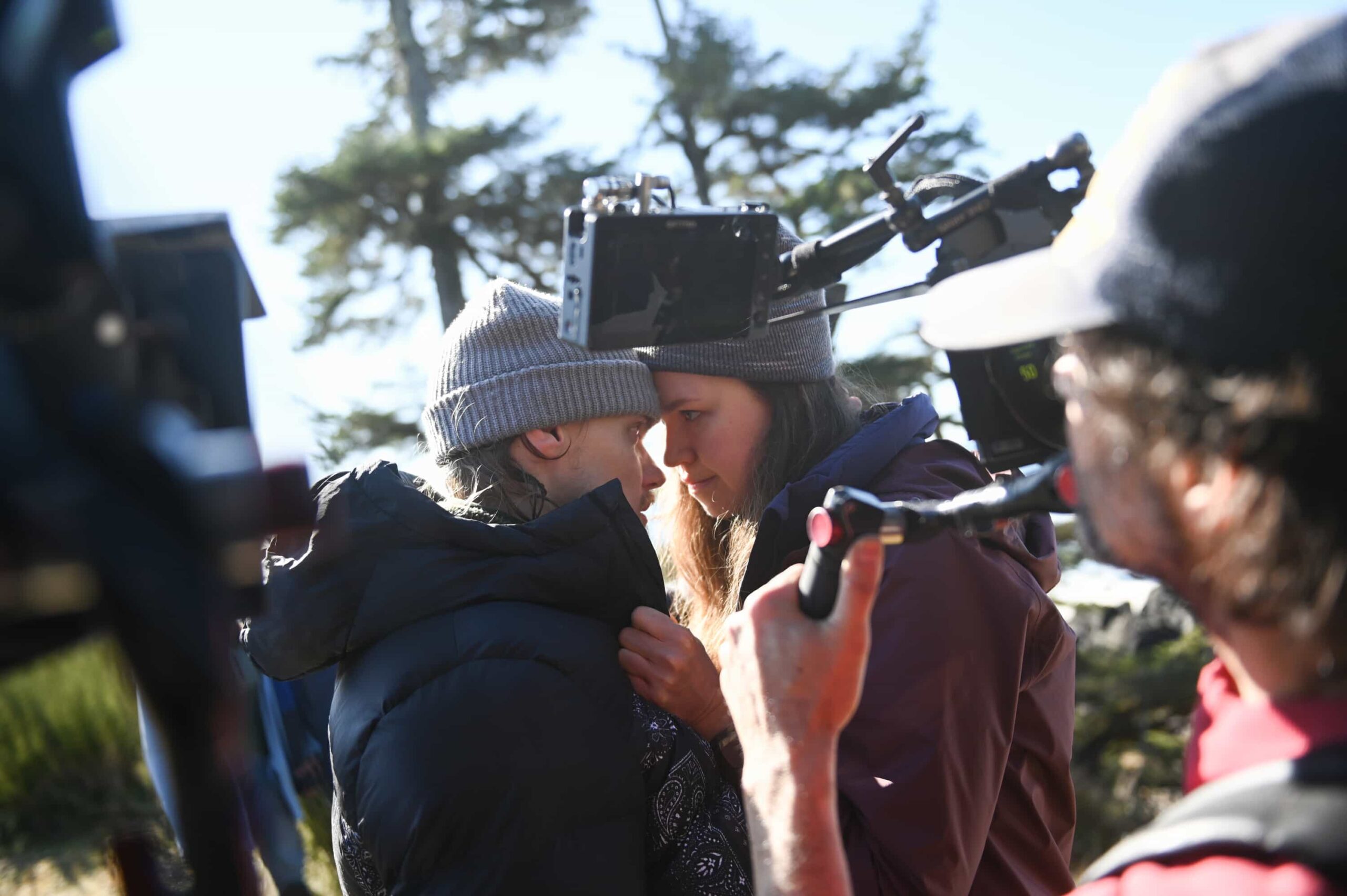 Behind The Scenes “Alaskan Wild” – While searching for answers about his father, Colter is pulled into a tense case involving a teenage boy’s missing parents, uncovering a dangerous situation far more complicated than it first appears, on the CBS Original series TRACKER, Sunday, April 26 (9:00-10:00 PM, ET/PT) on the CBS Television Network, and streaming on Paramount+.Pictured: Levi Meadan and Lillian Doucet-Roche. Photo: Sergei Bachlakov/CBS ©2026 CBS Broadcasting, Inc. All Rights Reserved.