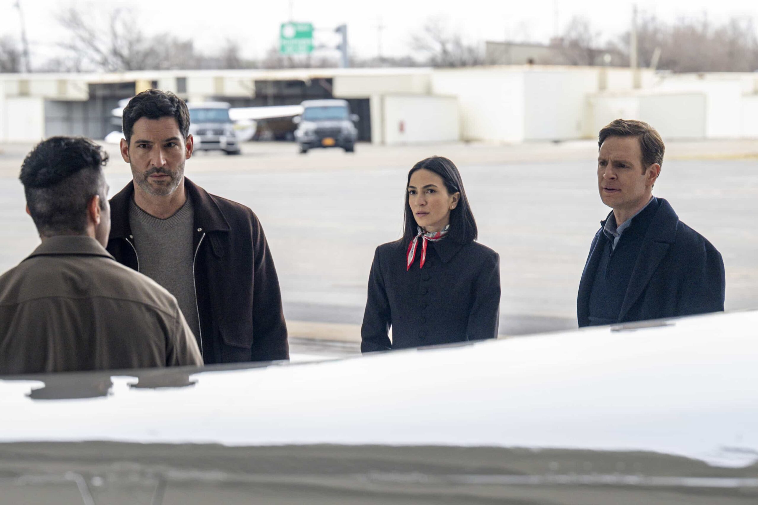 "Blood Money" -- CBS Original Series CIA, scheduled to air on Monday, April 27 (10:00-11:00 PM, ET/PT).  Pictured (L-R): Tom Ellis as CIA Case Officer Colin Glass, Natalee Linez as CIA Analyst Gina Gosian, and Nick Gehlfuss as Special Agent Bill Goodman. Photo: Mark Schafer/CBS ©2026 CBS Broadcasting, Inc. All Rights Reserved.