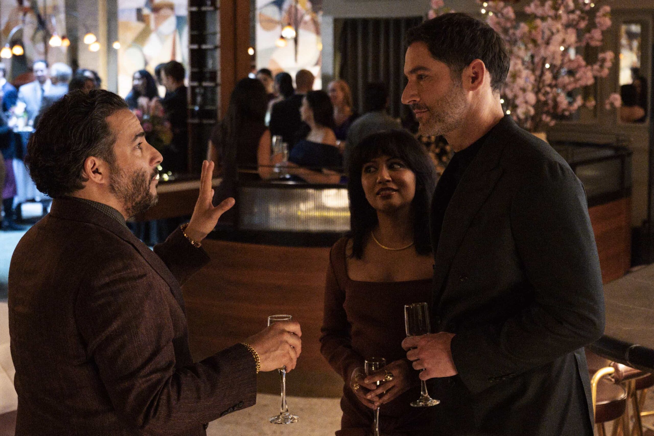 "Blood Money" -- CBS Original Series CIA, scheduled to air on Monday, April 27 (10:00-11:00 PM, ET/PT).  Pictured (L-R): Ennis Esmer as Kerem Levni, Karen David as Zara Demir, and Tom Ellis as CIA Case Officer Colin Glass. Photo: Mark Schafer/CBS ©2026 CBS Broadcasting, Inc. All Rights Reserved.