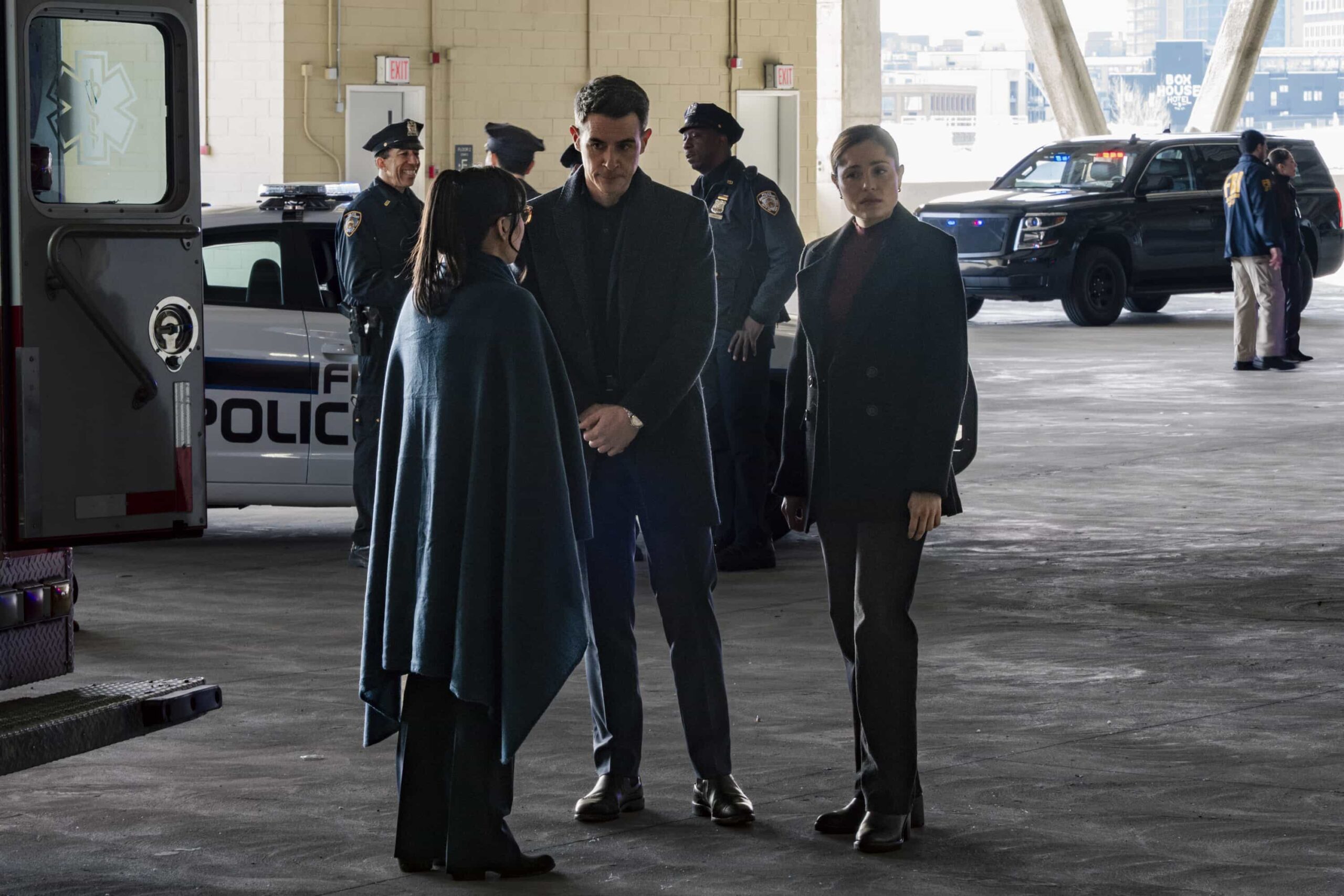 FBI Season 8 Episode 19 “Fidelity” — CBS Original Series FBI, scheduled to air on Monday, April 27 (9:00-10:00 PM, ET/PT).  Pictured (L-R): John Boyd as Special Agent Stuart Scola and Juliana Aidén Martinez as Eva Ramos. Photo: Bennett Raglin/CBS ©2026 CBS Broadcasting, Inc. All Rights Reserved.