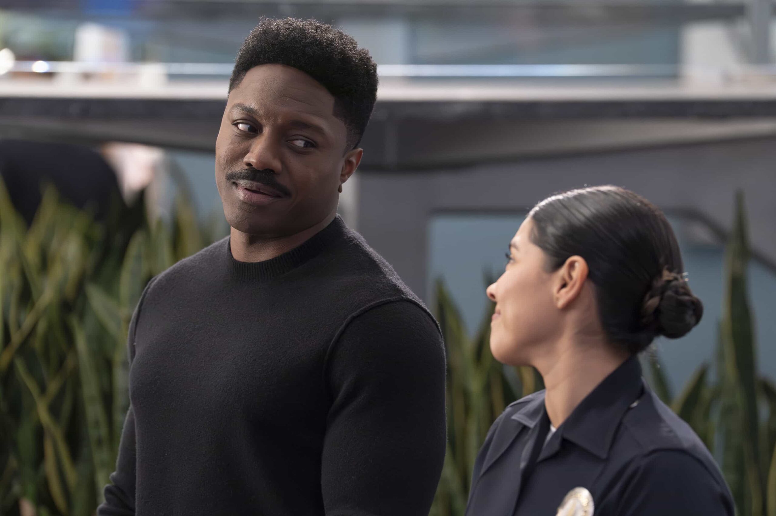 THE ROOKIE Season 8 Episode 17 - “Dead Ringer” - Nolan and Harper try to help a desperate mother protect her child, while Lt. Grey and Garza continue to work with Monica despite their misgivings. MONDAY, APRIL 27 (10:00-11:00 p.m. EDT) on ABC. (Disney/Mike Taing) 
TRU VALENTINO, LISSETH CHAVEZ