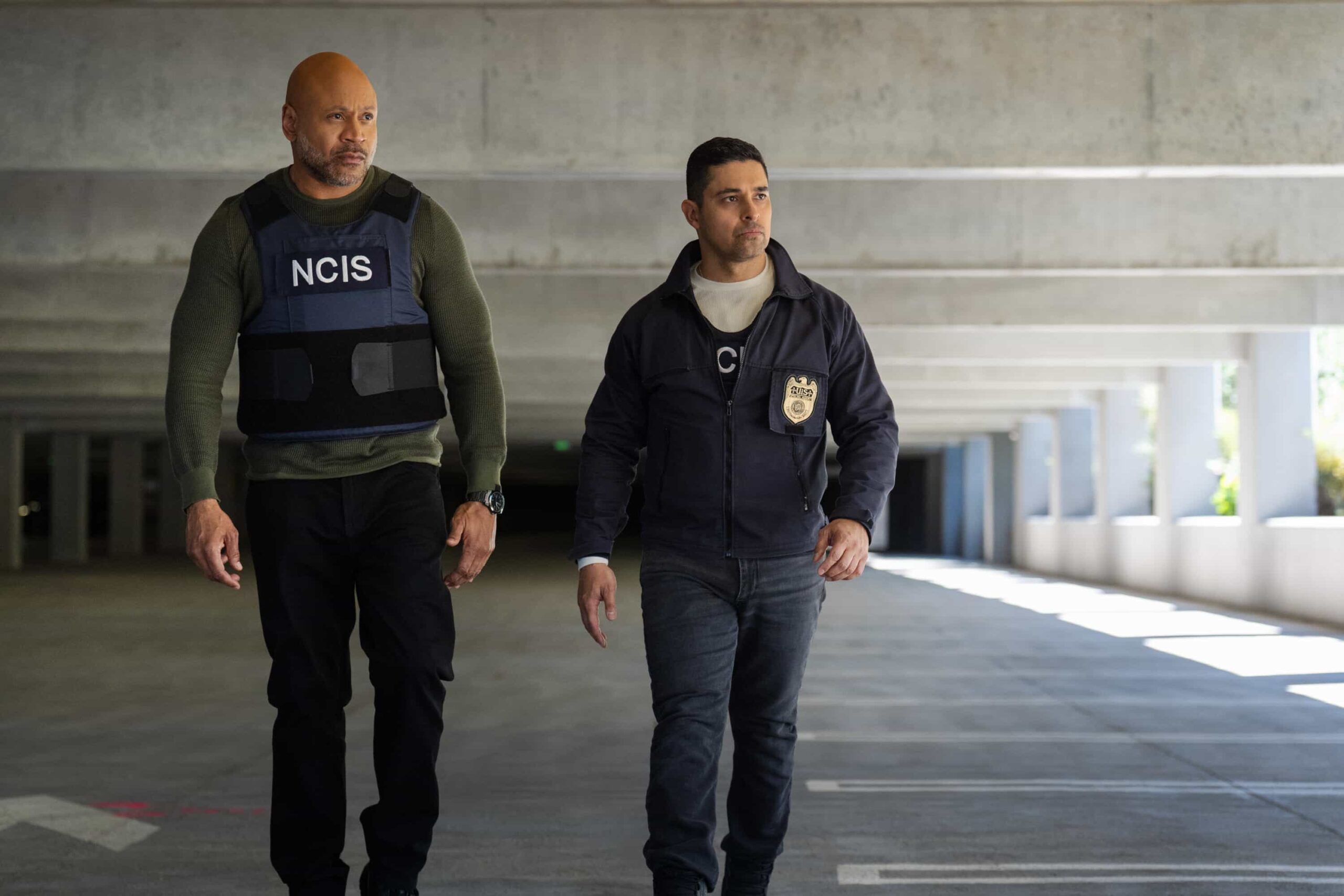 LL Cool J Returns - NCIS Season 23 Episode 18 “BAD IMPRESSIONS” - CBS Original Series NCIS, scheduled to air TUESDAY, APRIL 28 (8:00 PM ET/PT) Pictured (L-R): LL COOL J as Sam Hanna and Wilmer Valderrama as Nick Torres, Photo: Robert Voets/CBS ©2026 CBS Broadcasting, Inc. All Rights Reserved.