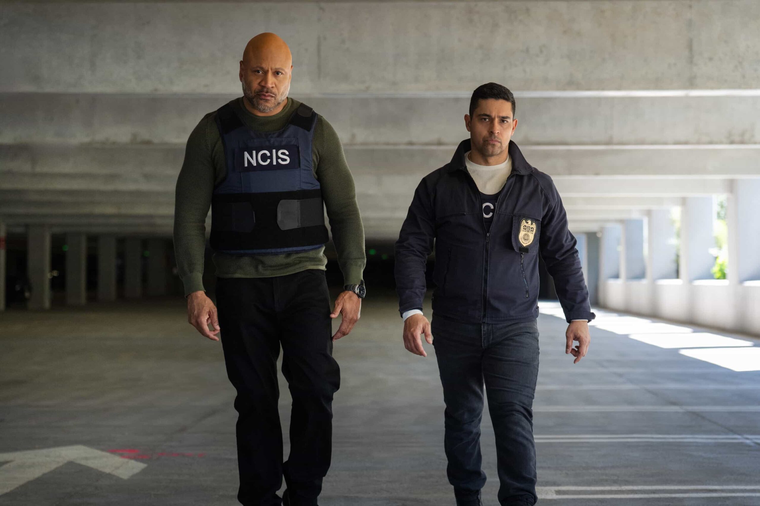 “BAD IMPRESSIONS” - CBS Original Series NCIS, scheduled to air TUESDAY, APRIL 28 (8:00 PM ET/PT)    Pictured (L-R):  LL COOL J  as Sam Hanna and  Wilmer Valderrama as Nick Torres,    Photo: Robert Voets/CBS   ©2026 CBS Broadcasting, Inc. All Rights Reserved.
