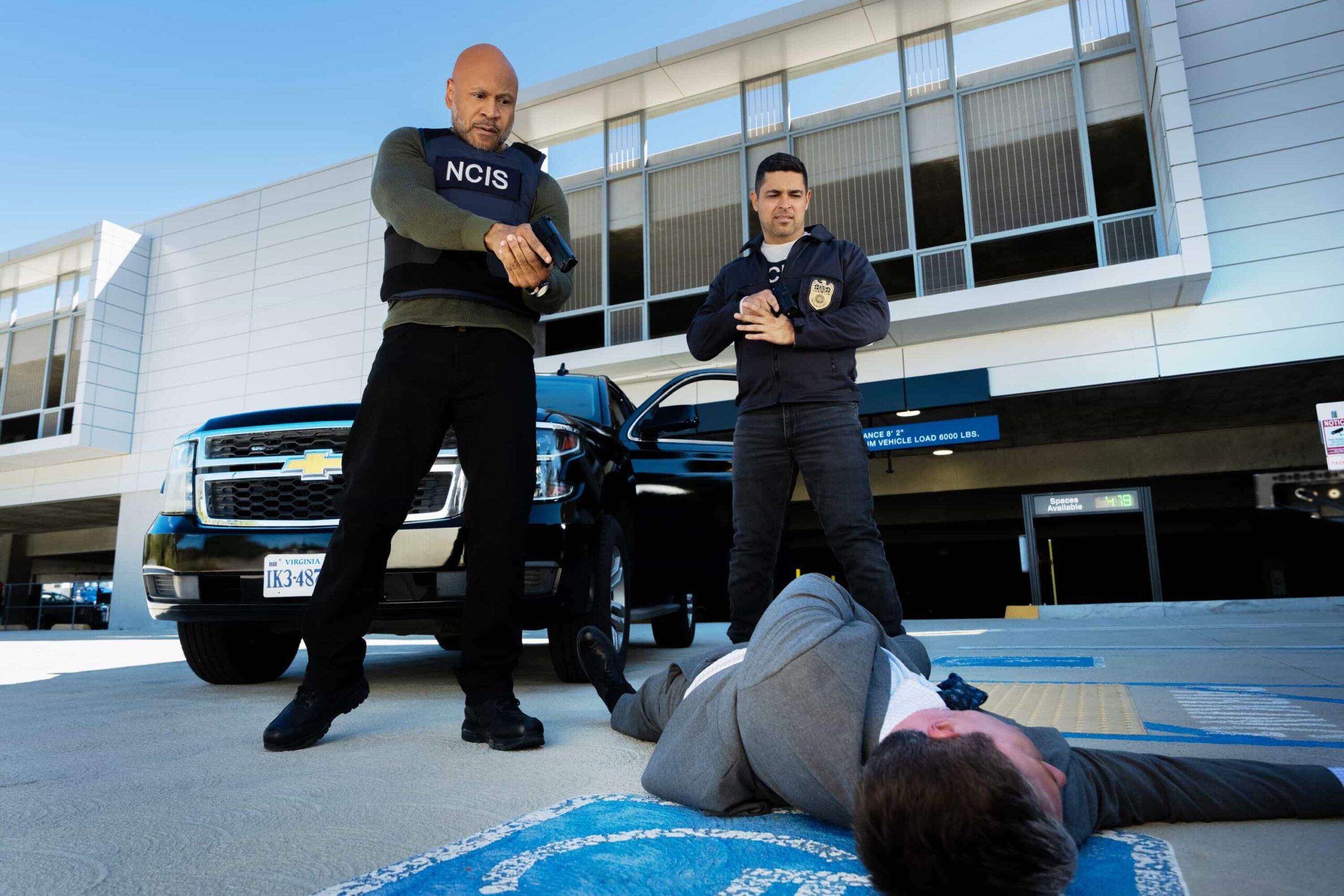 “BAD IMPRESSIONS” - CBS Original Series NCIS, scheduled to air TUESDAY, APRIL 28 (8:00 PM ET/PT)    Pictured (L-R):  LL COOL J  as Sam Hanna and  Wilmer Valderrama as Nick Torres,    Photo: Robert Voets/CBS   ©2026 CBS Broadcasting, Inc. All Rights Reserved.