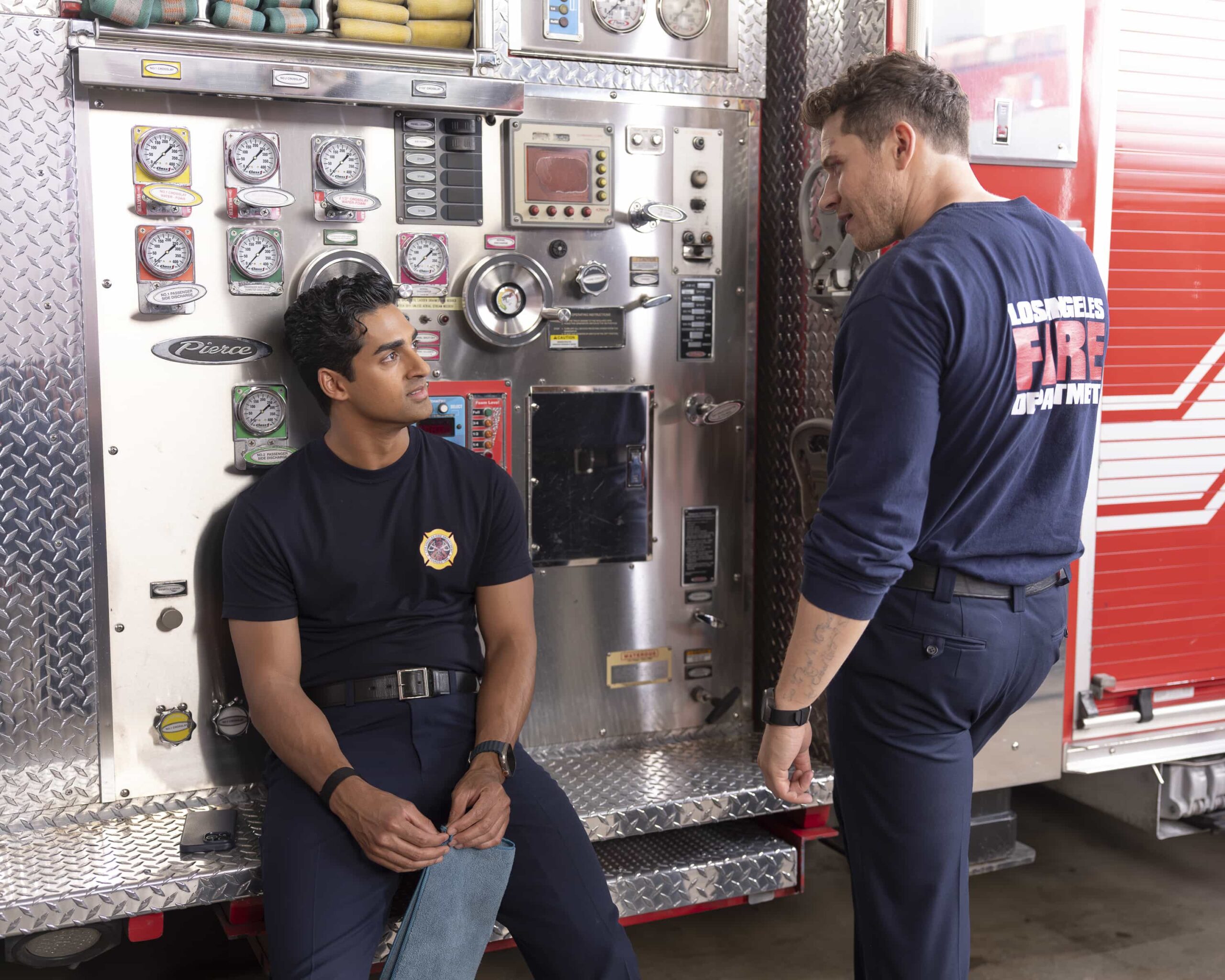 9-1-1 Season 9 Episode 17 : “I Got You Babe” - Buck is faced with his past after an electrical emergency call. Meanwhile, Maddie learns to navigate her working relationships now that she has become a supervisor. THURSDAY, APRIL 30 (8:00-9:00 p.m. EDT) on ABC. (Disney/Christopher Willard) 
ANIRUDH PISHARODY, OLIVER STARK