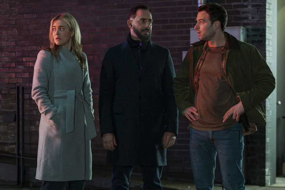 THE HUNTING PARTY Season 2 Episode 12 -- "Nancy Albright " Episode 212 -- Pictured: (l-r) Melissa Roxburgh as Rebecca "Bex" Henderson, Patrick Sabongui as Jacob Hassani, Josh McKenzie as Shane Florence -- (Photo by: Ralph Bavaro/NBC)
