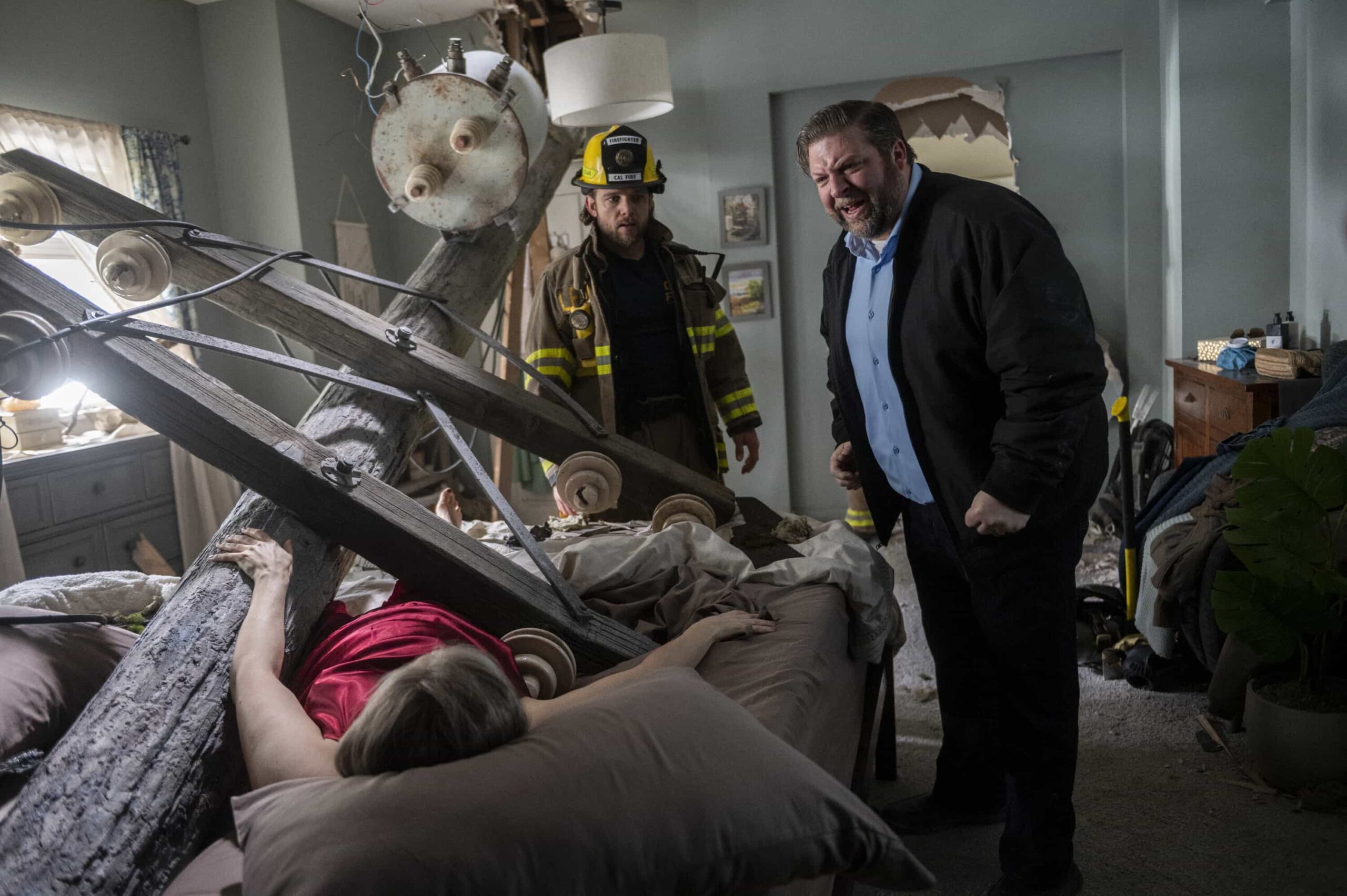 Fire Country Season 4 Episode 17 "Sometimes the Chaos Wins" -- Coverage of the CBS Original Series FIRE COUNTRY, scheduled to air on Friday, May 1 (9:00-10:00 PM, ET/PT).  Pictured (L-R): Max Thieriot as Bode Leone and Andy Nez as Seth. Photo: Sergei Bachlakov/CBS ©2026 CBS Broadcasting, Inc. All Rights Reserved.