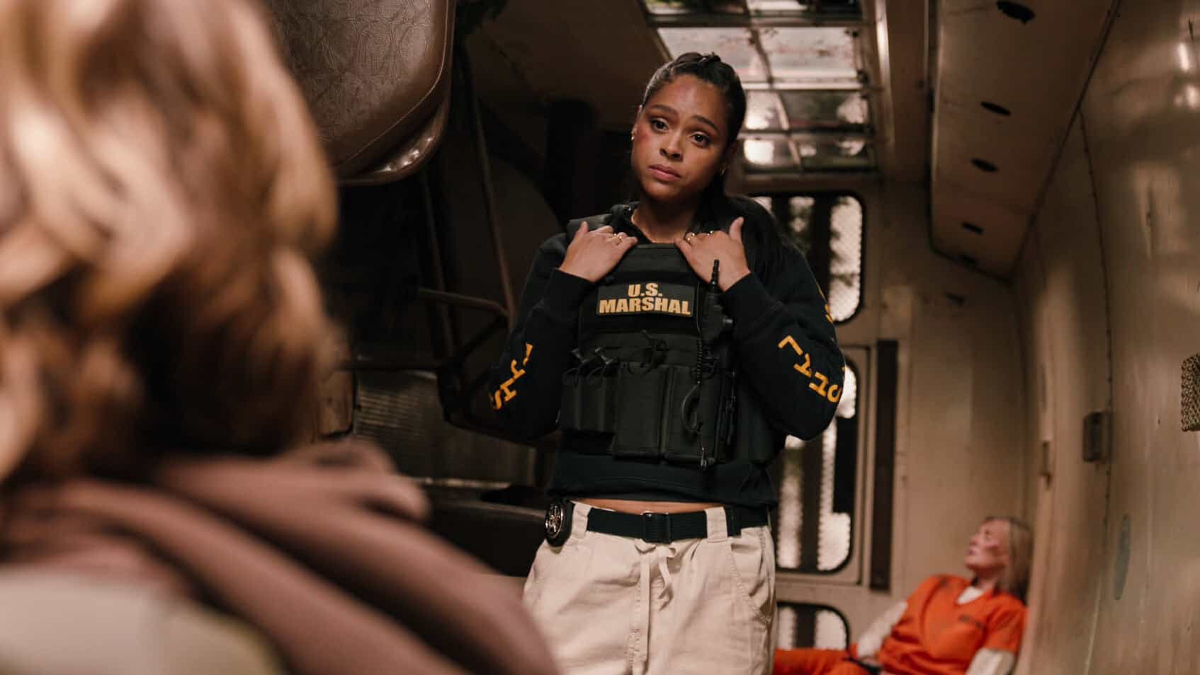 Marshals Season 1 Episode 10 "Playing with Fire" -- CBS Original Series MARSHALS, scheduled to air on Sunday, May 3 (8:00-9:00 PM ET/PT).  Pictured: Ash Santos as Andrea. Photo: CBS ©2025 CBS Broadcasting, Inc. All Rights Reserved. Highest quality screengrab available.