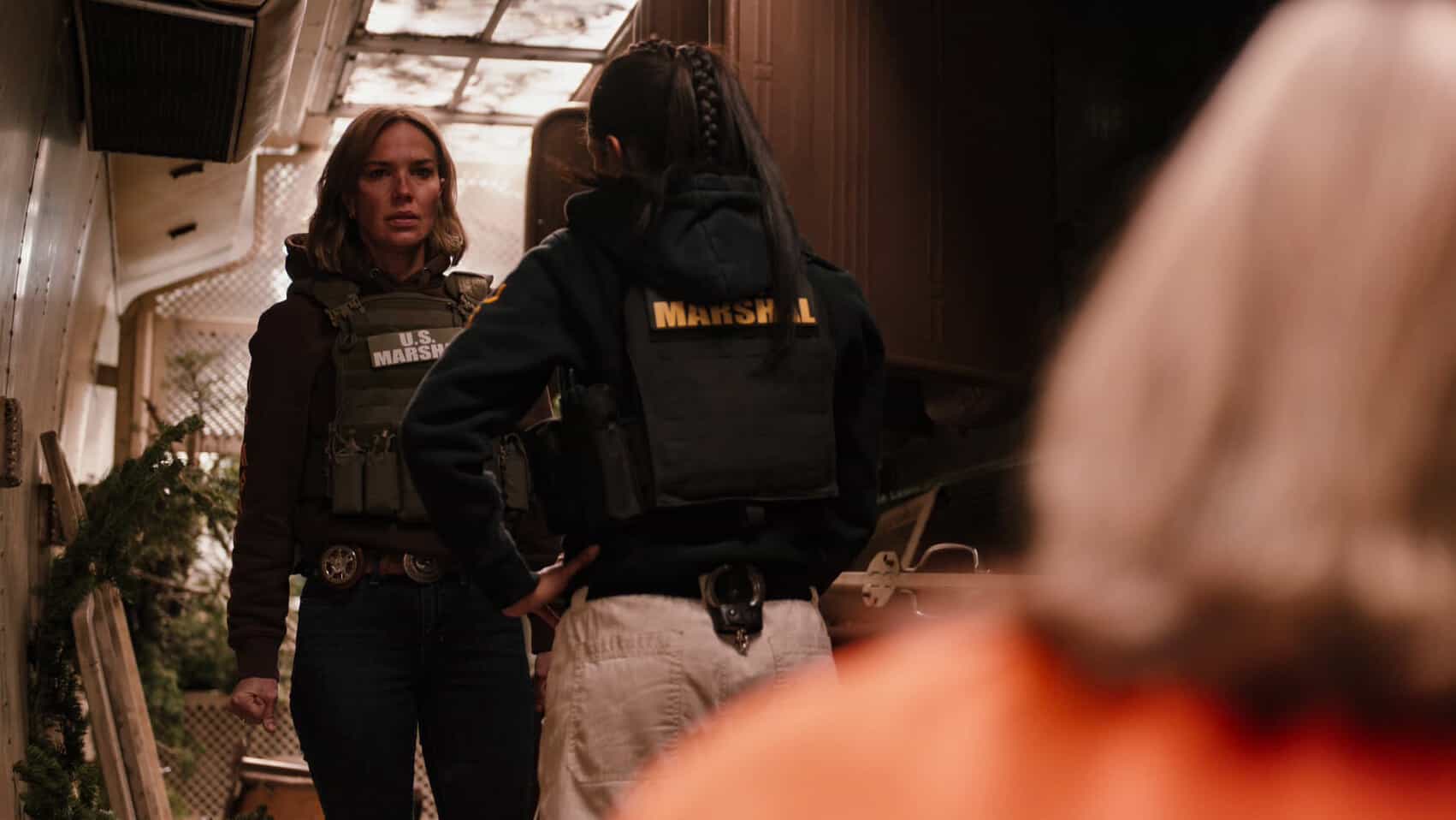 Marshals Season 1 Episode 10 "Playing with Fire" -- CBS Original Series MARSHALS, scheduled to air on Sunday, May 3 (8:00-9:00 PM ET/PT).  Pictured: Arielle Kebbel as Belle. Photo: CBS ©2025 CBS Broadcasting, Inc. All Rights Reserved. Highest quality screengrab available.