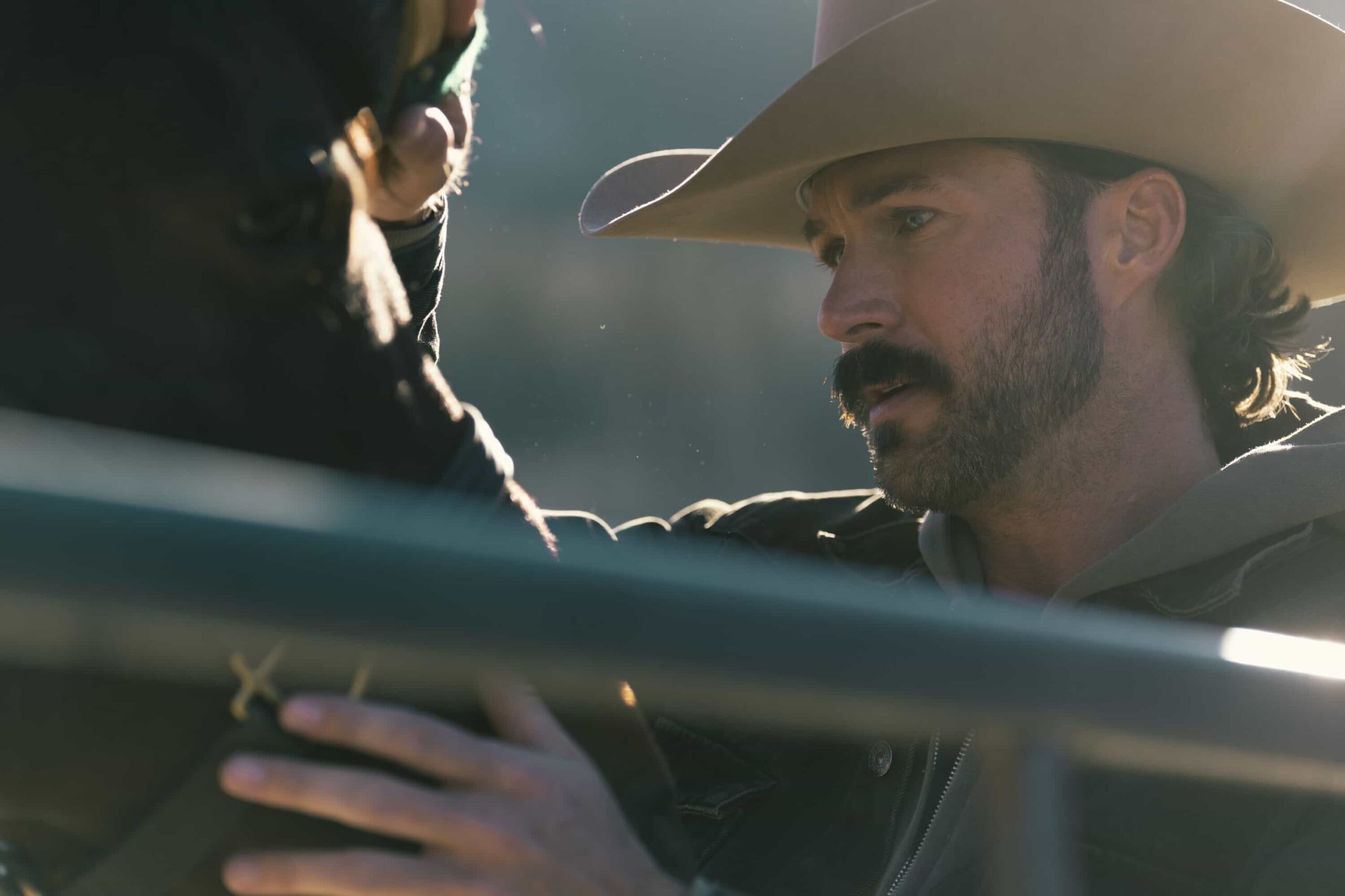 "Playing with Fire" -- CBS Original Series MARSHALS, scheduled to air on Sunday, May 3 (8:00-9:00 PM ET/PT).  Pictured: Riley Green as Garrett.  Photo: Cam McLeod/CBS ©2025 CBS Broadcasting, Inc. All Rights Reserved.