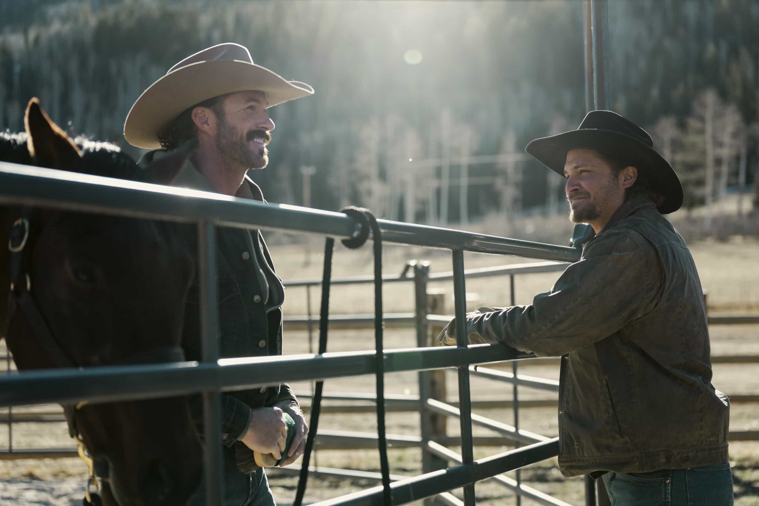 Marshals Season 1 Episode 10 "Playing with Fire" -- CBS Original Series MARSHALS, scheduled to air on Sunday, May 3 (8:00-9:00 PM ET/PT).  Pictured (L-R): Riley Green as Garrett and Luke Grimes as Kayce Dutton.  Photo: Cam McLeod/CBS ©2025 CBS Broadcasting, Inc. All Rights Reserved.