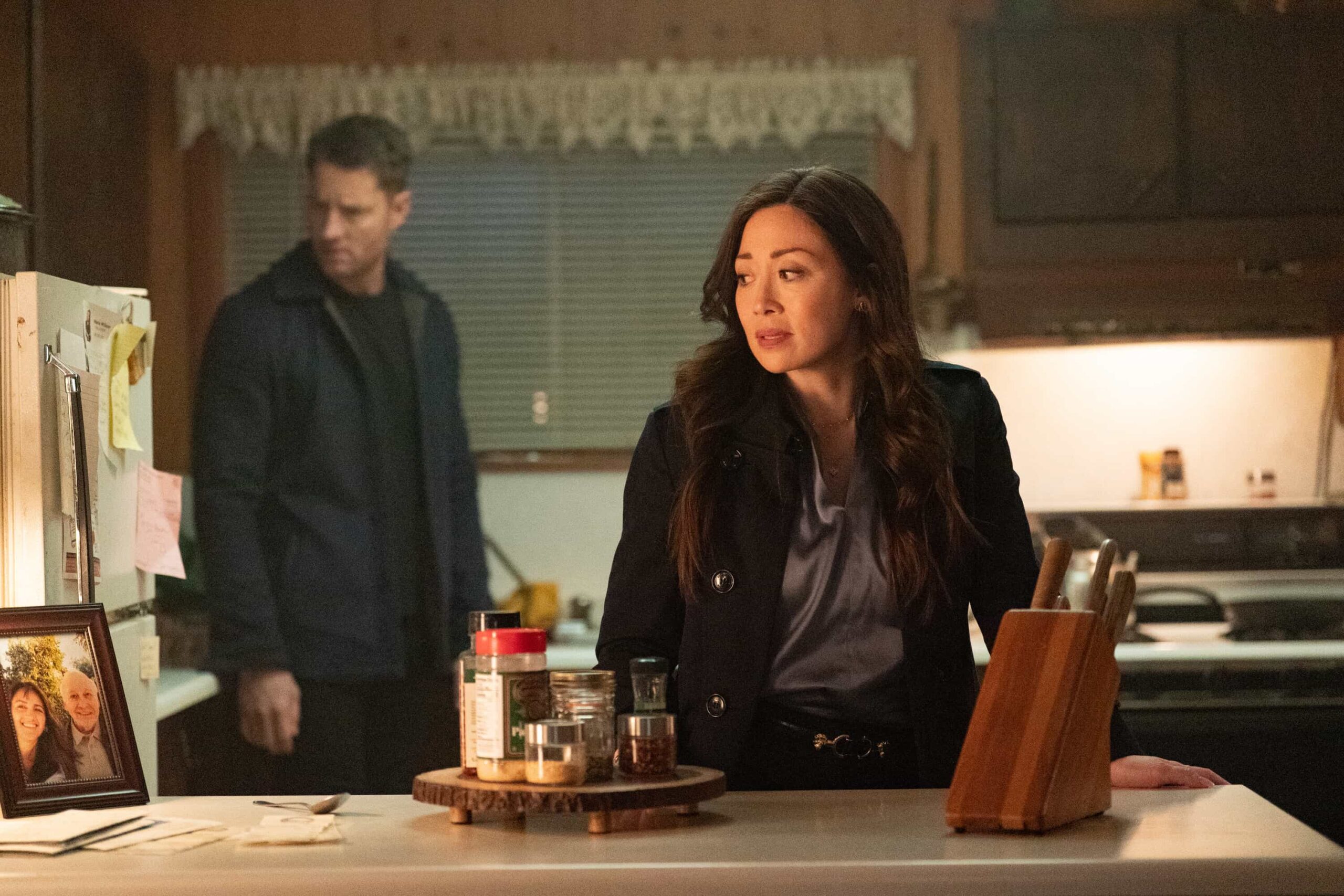 Tracker Season 3 Episode 19 “Chain of Custody” – Reenie hires Colter to locate the star witness of her and Maxine’s lawsuit against a corrupt real estate developer on the eve of trial, on the CBS Original series TRACKER, Sunday, May 3 (8:59-9:59 PM, ET/PT) on the CBS Television Network, and streaming on Paramount+  Pictured: Justin Hartley as Colter Shaw and Fiona Rene as Rennie Greene.  Photo: Darko Sikman/CBS ©2026 CBS Broadcasting, Inc. All Rights Reserved.