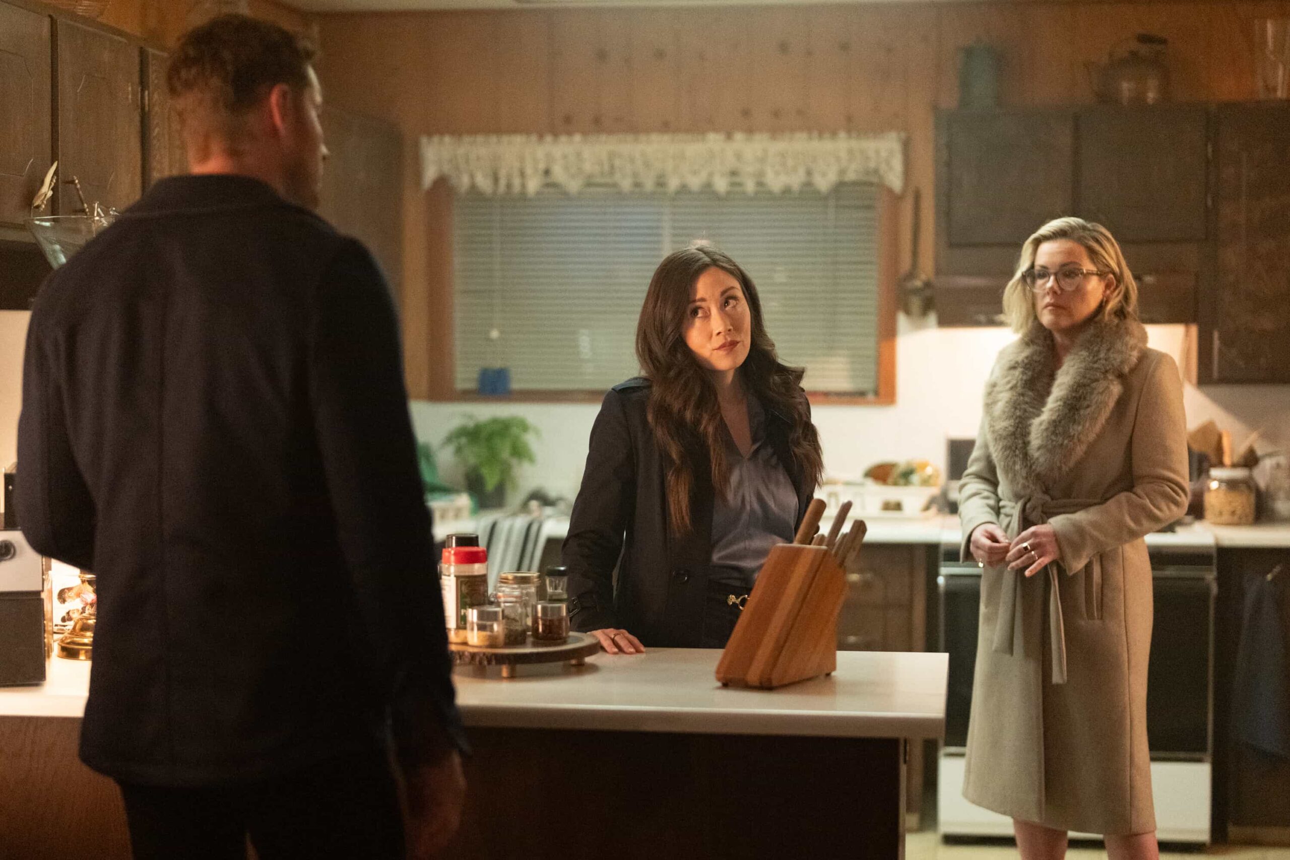Tracker Season 3 Episode 19 “Chain of Custody” – Reenie hires Colter to locate the star witness of her and Maxine’s lawsuit against a corrupt real estate developer on the eve of trial, on the CBS Original series TRACKER, Sunday, May 3 (8:59-9:59 PM, ET/PT) on the CBS Television Network, and streaming on Paramount+  Pictured: Fiona Rene as Rennie Greene and Kathleen Robertson as Maxine.  Photo: Darko Sikman/CBS ©2026 CBS Broadcasting, Inc. All Rights Reserved.