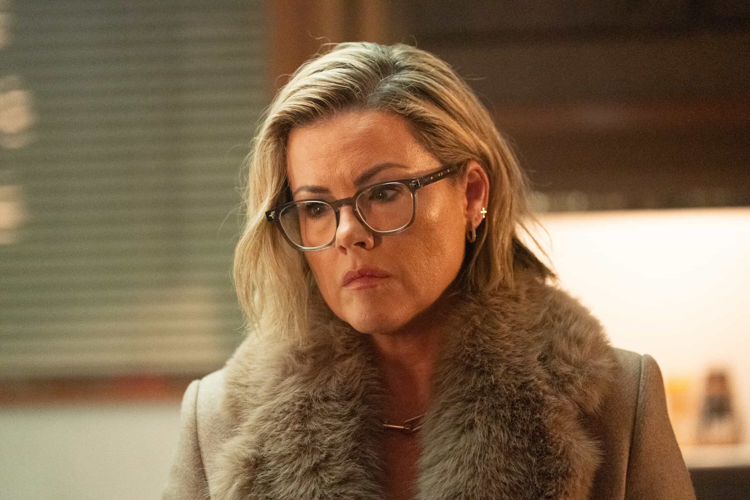 Tracker Season 3 Episode 19 “Chain of Custody” – Reenie hires Colter to locate the star witness of her and Maxine’s lawsuit against a corrupt real estate developer on the eve of trial, on the CBS Original series TRACKER, Sunday, May 3 (8:59-9:59 PM, ET/PT) on the CBS Television Network, and streaming on Paramount+  Pictured: Kathleen Robertson as Maxine.  Photo: Darko Sikman/CBS ©2026 CBS Broadcasting, Inc. All Rights Reserved.
