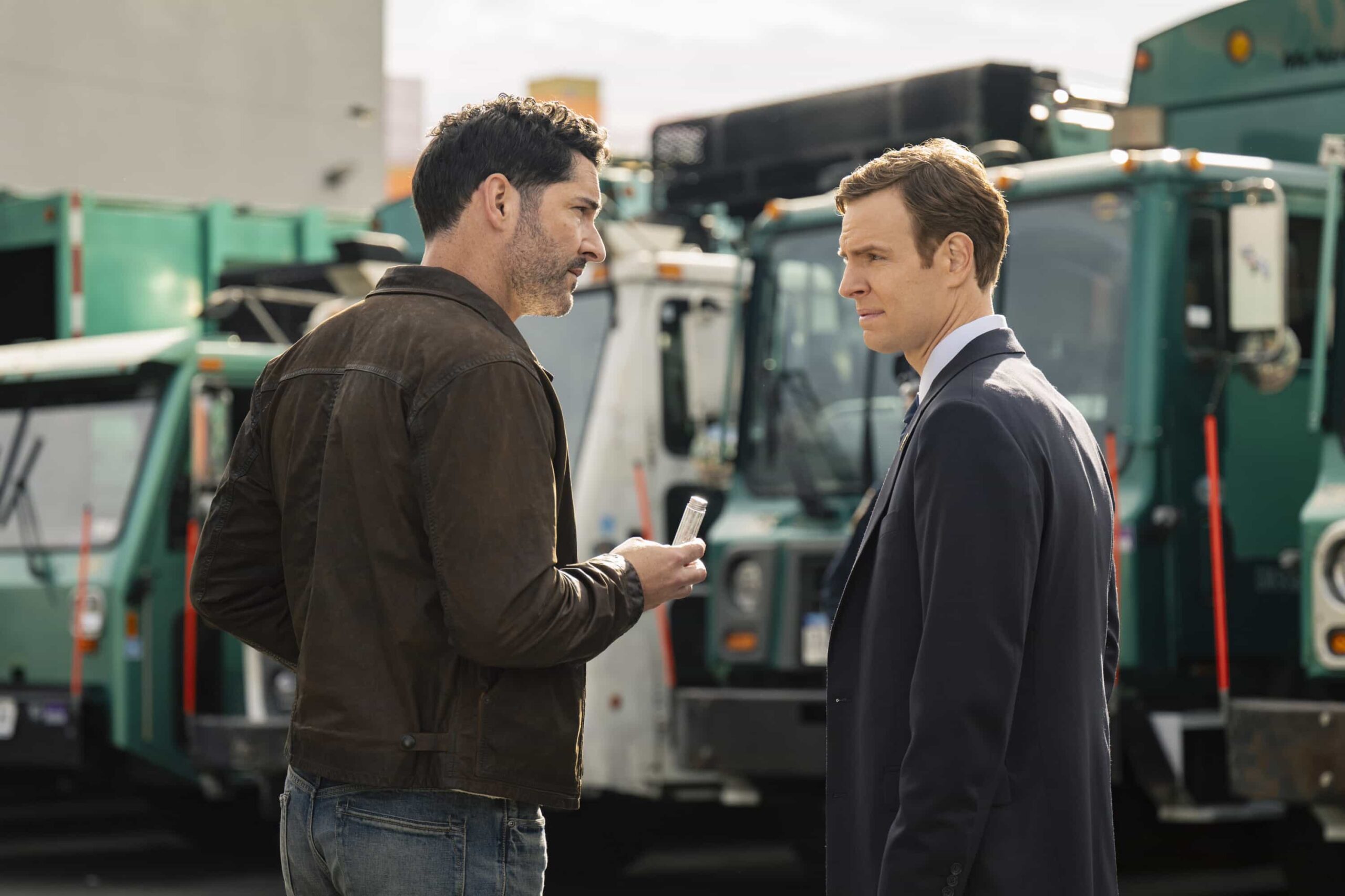 CIA Season 1 Episode 10 "Rare Earth" -- CBS Original Series CIA, scheduled to air on Monday, May 4 (10:00-11:00 PM, ET/PT).  Pictured (L-R): Tom Ellis as CIA Case Officer Colin Glass and Nick Gehlfuss as Special Agent Bill Goodman. Photo: Mark Schafer/CBS ©2025 CBS Broadcasting, Inc. All Rights Reserved.
