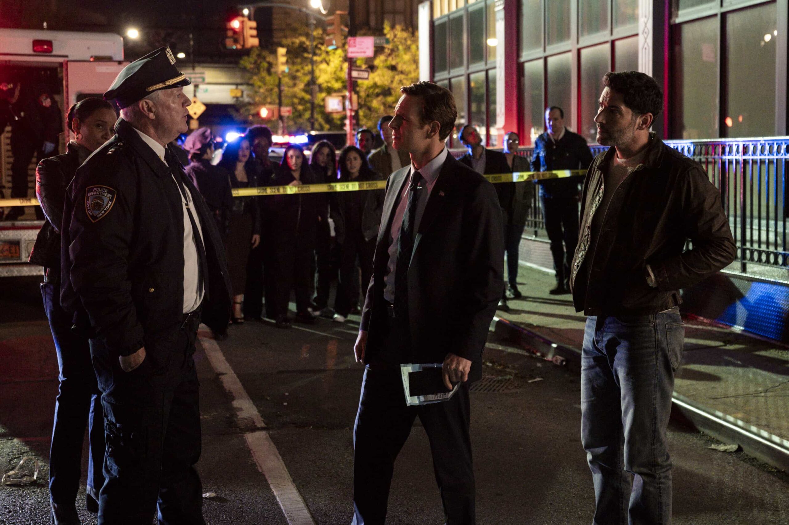 "Rare Earth" -- CBS Original Series CIA, scheduled to air on Monday, May 4 (10:00-11:00 PM, ET/PT).  Pictured (L-R): Michael O’Leary as Captain Doods, Nick Gehlfuss as Special Agent Bill Goodman, and Tom Ellis as CIA Case Officer Colin Glass. Photo: Mark Schafer/CBS ©2025 CBS Broadcasting, Inc. All Rights Reserved.