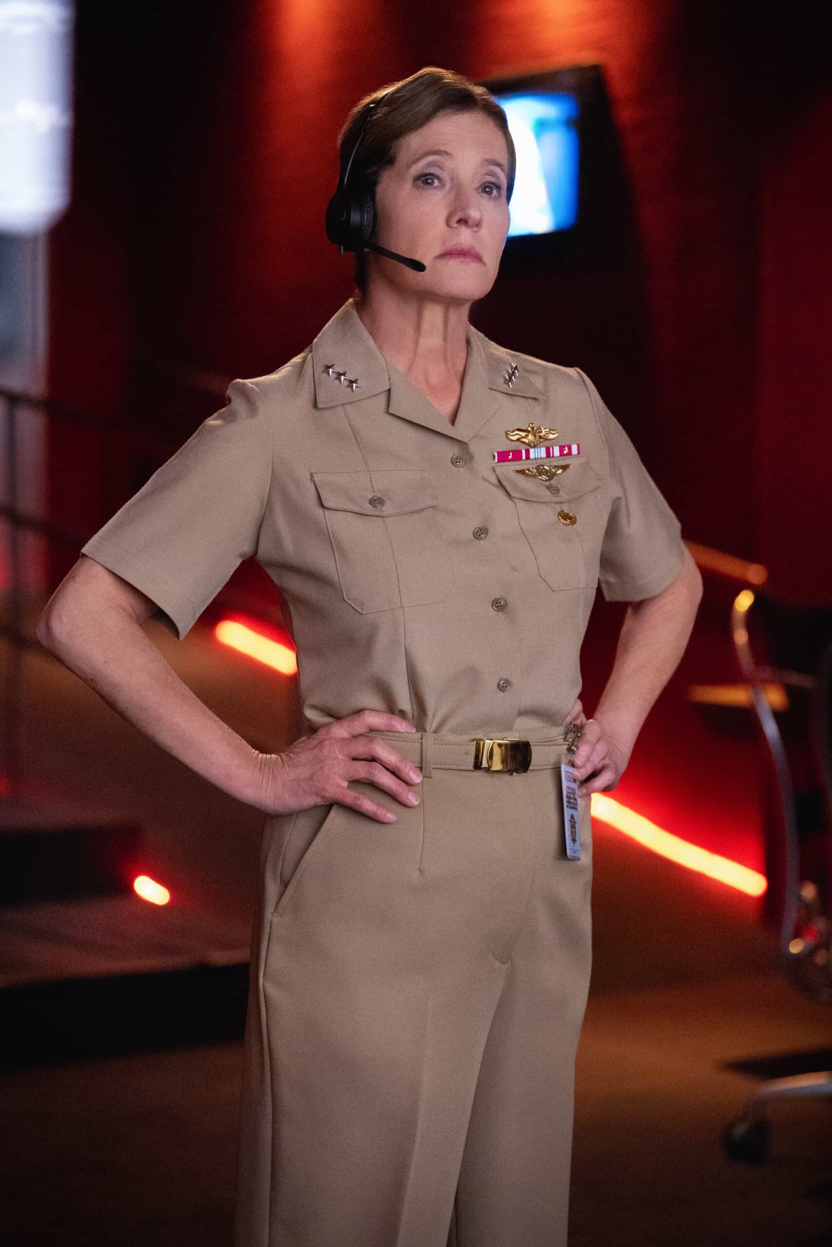 NCIS Season 23 Episode 19 “DEAL WITH THE DEVIL” - CBS Original Series NCIS, scheduled to air TUESDAY, MAY 5 (8:00 PM ET/PT)  Pictured (L-R): Nancy Travis as  Navy Vice Admiral Harriet Parker  Photo: Robert Voets/CBS  ©2026 CBS Broadcasting, Inc. All Rights Reserved.