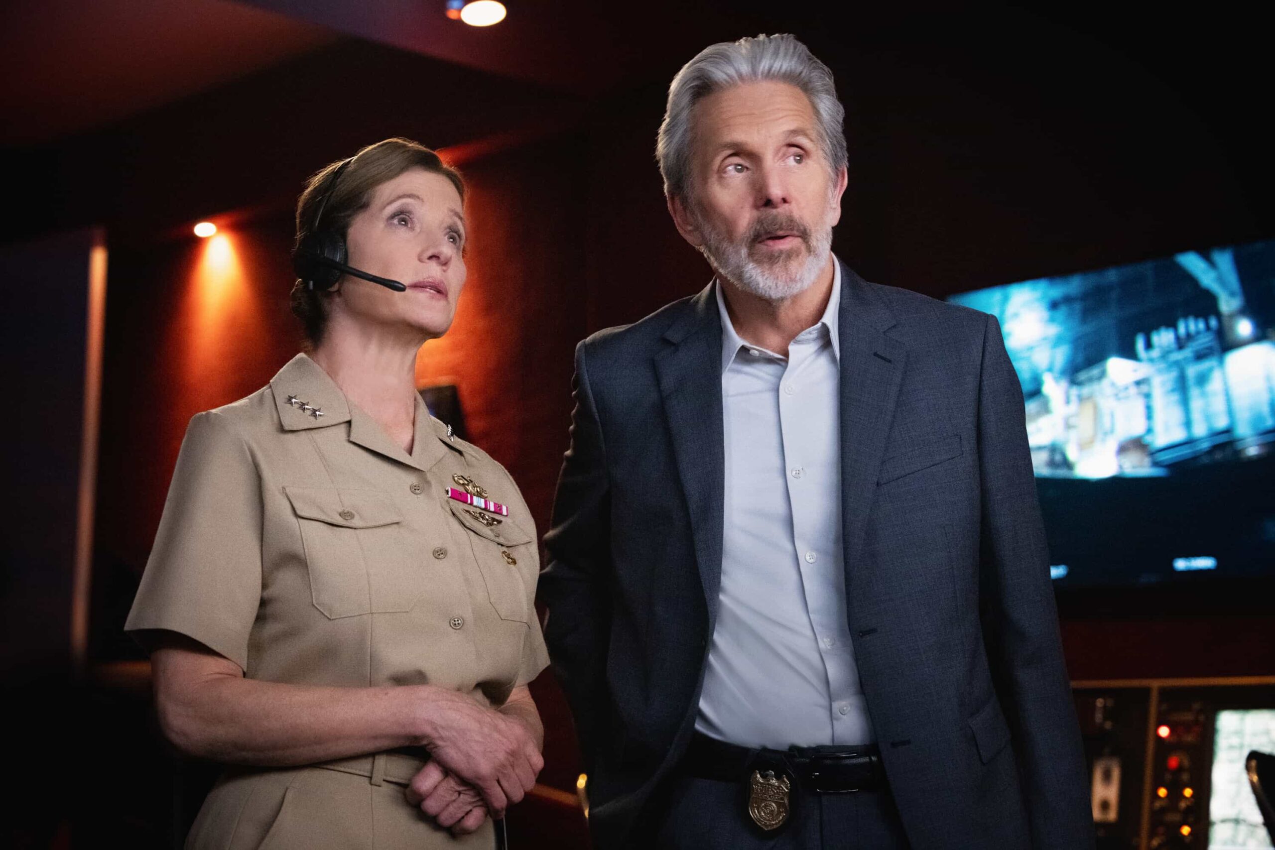 NCIS Season 23 Episode 19  “DEAL WITH THE DEVIL” - CBS Original Series NCIS, scheduled to air TUESDAY, MAY 5 (8:00 PM ET/PT)  Pictured (L-R): Gary Cole as Alden Parker, Nancy Travis as  Navy Vice Admiral Harriet Parker  Photo: Robert Voets/CBS  ©2026 CBS Broadcasting, Inc. All Rights Reserved.