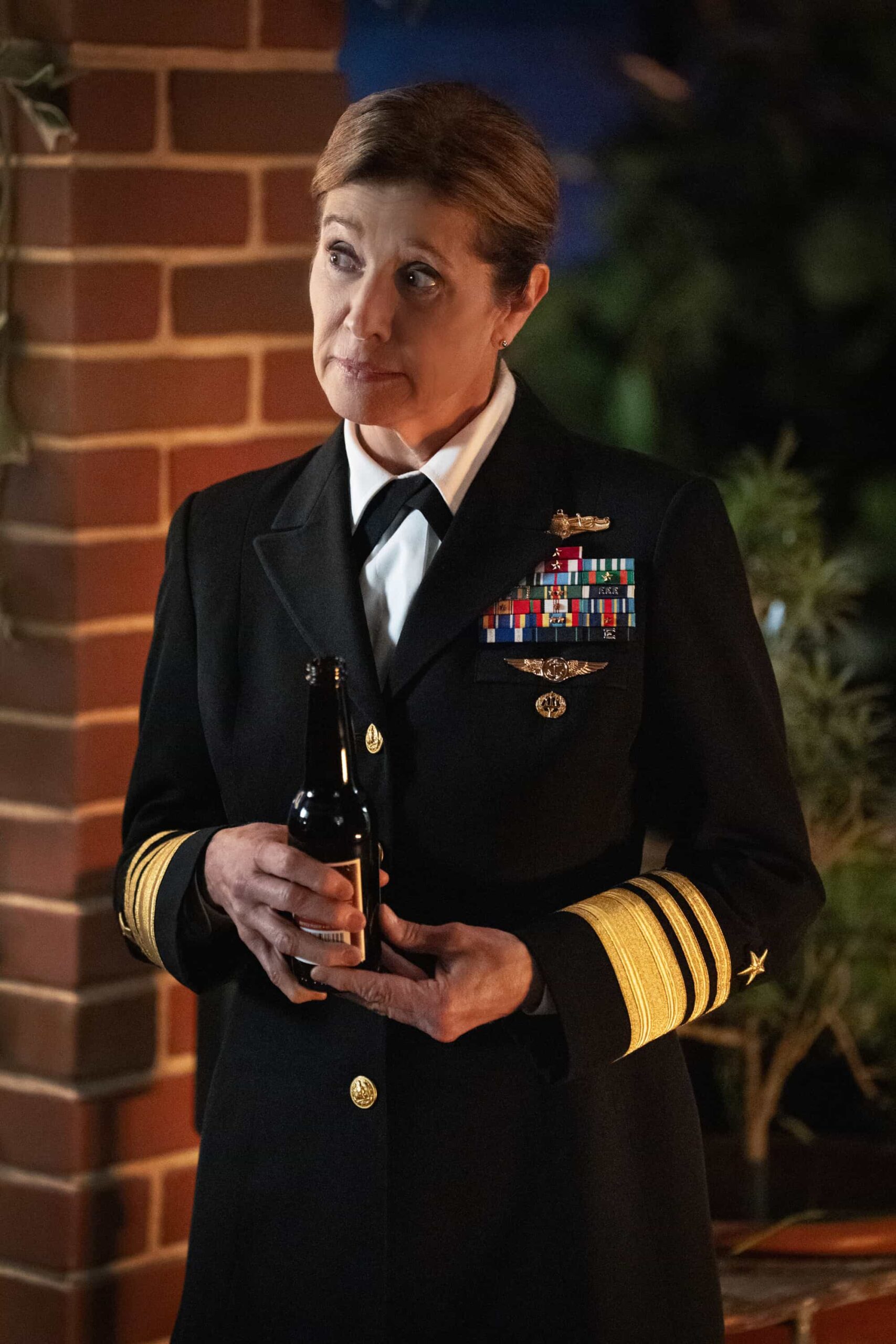 “DEAL WITH THE DEVIL” - CBS Original Series NCIS, scheduled to air TUESDAY, MAY 5 (8:00 PM ET/PT)  Pictured (L-R):  Nancy Travis as  Navy Vice Admiral Harriet Parker  Photo: Robert Voets/CBS  ©2026 CBS Broadcasting, Inc. All Rights Reserved.