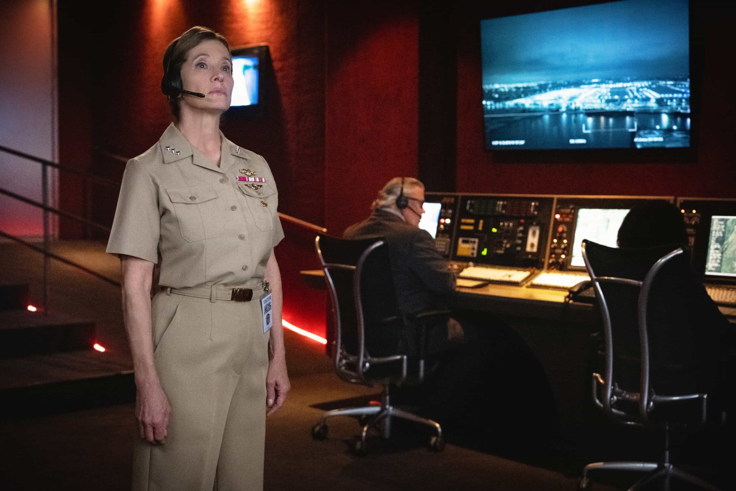“DEAL WITH THE DEVIL” - CBS Original Series NCIS, scheduled to air TUESDAY, MAY 5 (8:00 PM ET/PT)  Pictured (L-R): Nancy Travis as  Navy Vice Admiral Harriet Parker  Photo: Robert Voets/CBS  ©2026 CBS Broadcasting, Inc. All Rights Reserved.