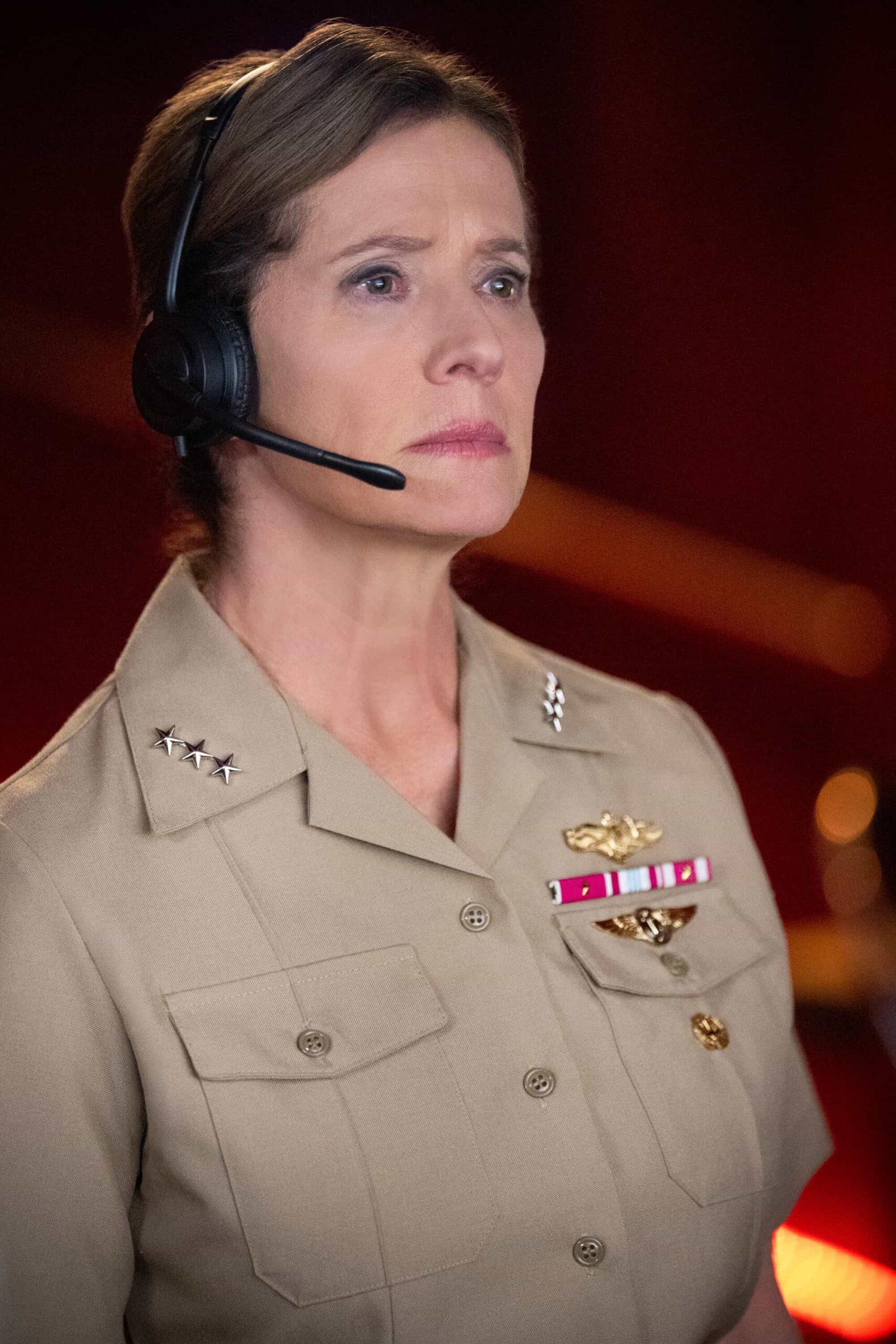“DEAL WITH THE DEVIL” - CBS Original Series NCIS, scheduled to air TUESDAY, MAY 5 (8:00 PM ET/PT)  Pictured (L-R): Nancy Travis as  Navy Vice Admiral Harriet Parker  Photo: Robert Voets/CBS  ©2026 CBS Broadcasting, Inc. All Rights Reserved.
