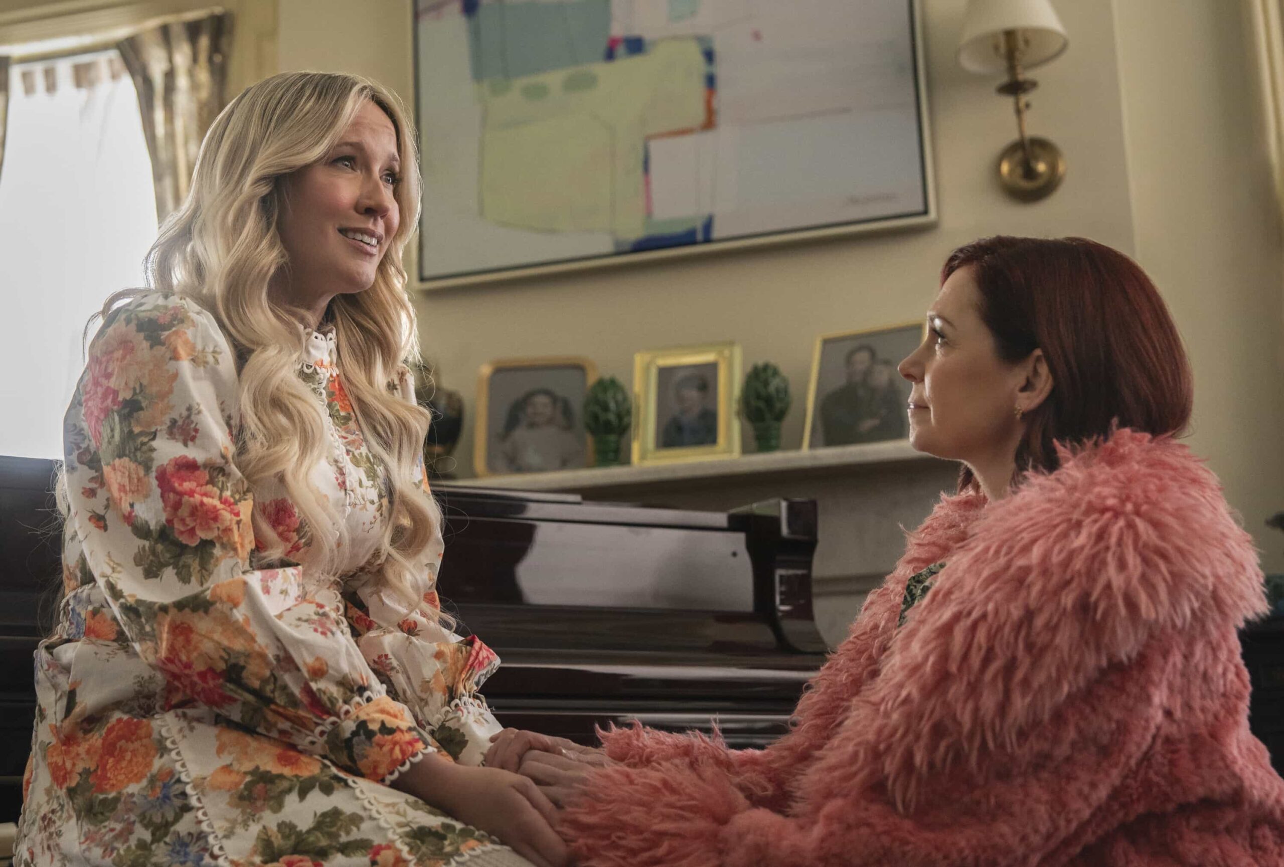 Elsbeth Season 3 Episode 18 "Murder From Scratch" -- Coverage of the CBS Original Series ELSBETH, scheduled to air on the CBS Television Network.    Pictured L to R: Anna Camp as Juliet Woodbent as Lily Smith and Carrie Preston as Elsbeth Tascioni  Photo: Michael Parmelee/CBS ©2026 CBS Broadcasting, Inc. All Rights Reserved.