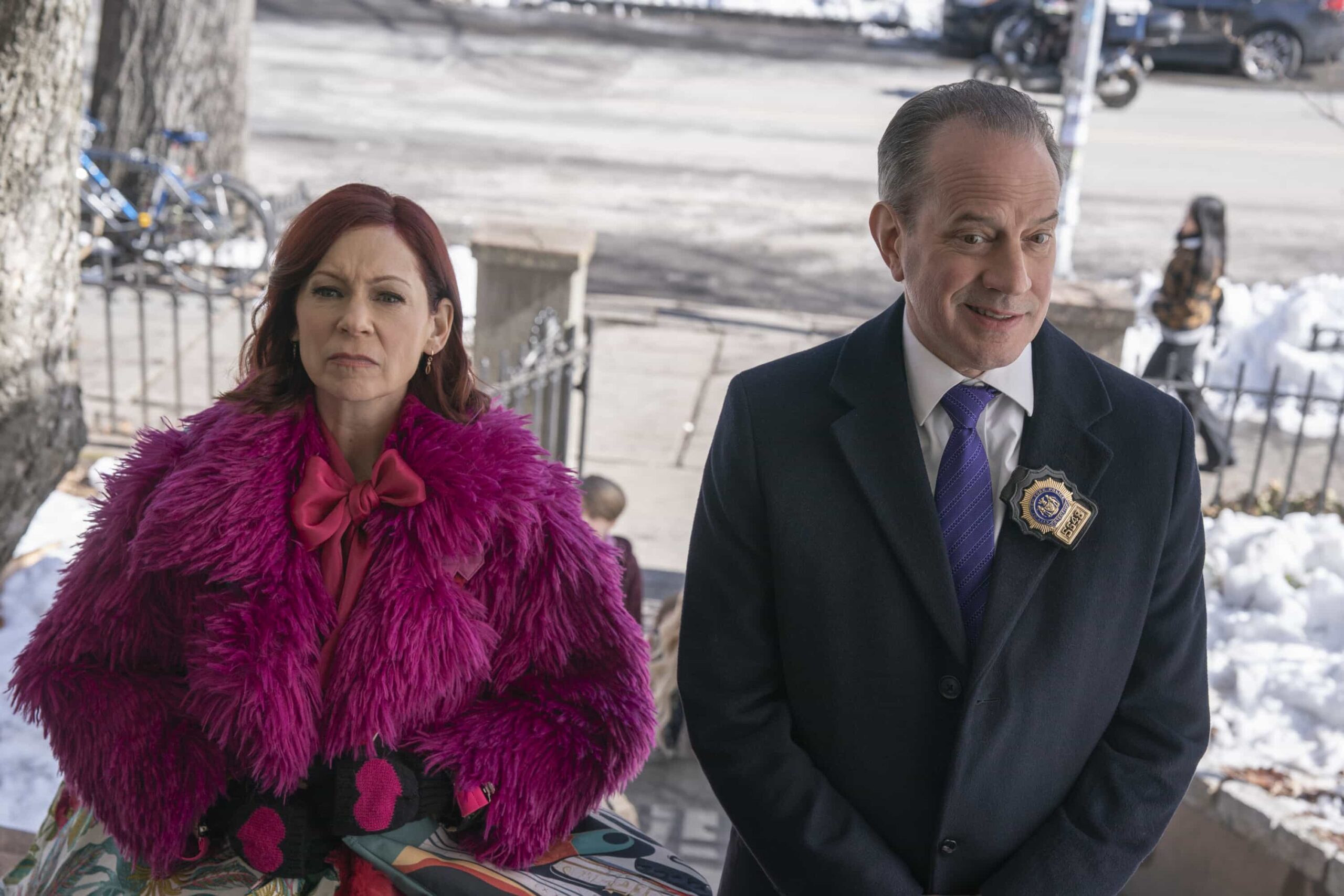 Elsbeth Season 3 Episode 18 "Murder From Scratch" -- Coverage of the CBS Original Series ELSBETH, scheduled to air on the CBS Television Network. Pictured L to R: Carrie Preston as Elsbeth Tascioni and Danny Mastrogiorgio as Detective Smullen. Photo: Michael Parmelee/CBS ©2026 CBS Broadcasting, Inc. All Rights Reserved.