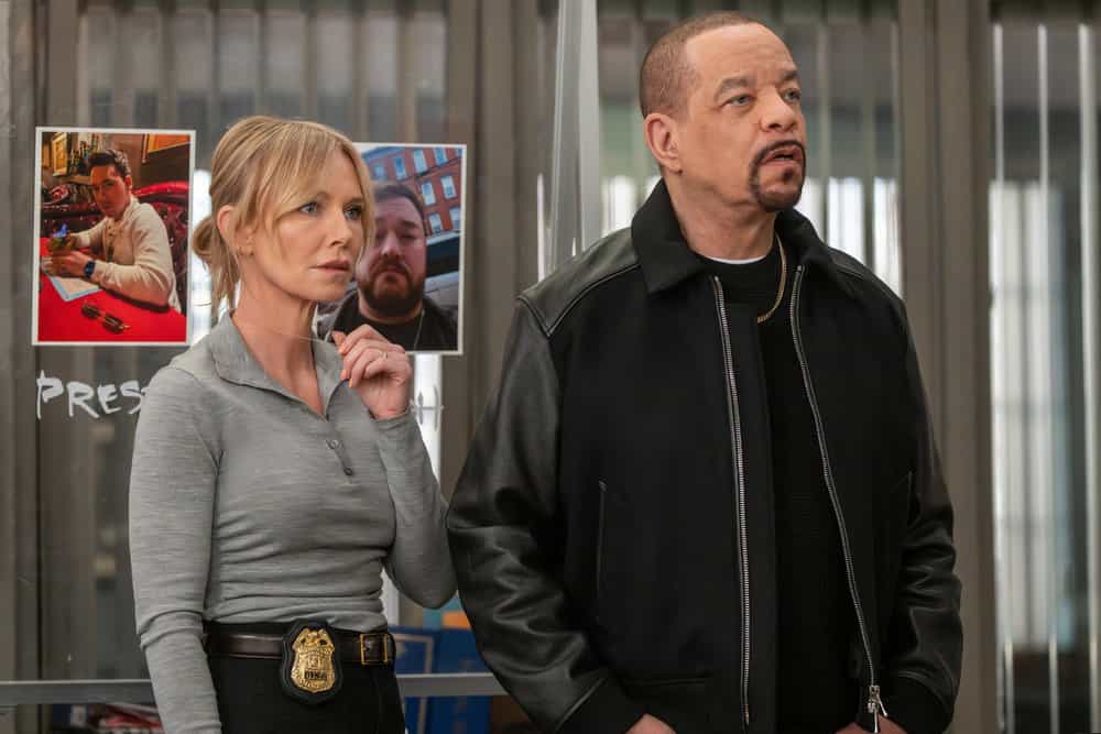 LAW & ORDER: SPECIAL VICTIMS UNIT -- "Old Friends" Episode 27020 -- Pictured: (l-r) Kelli Giddish as Sgt. Amanda Rollins, Ice T as Sgt. Odafin "Fin" Tutuola -- (Photo by: Virginia Sherwood/NBC)