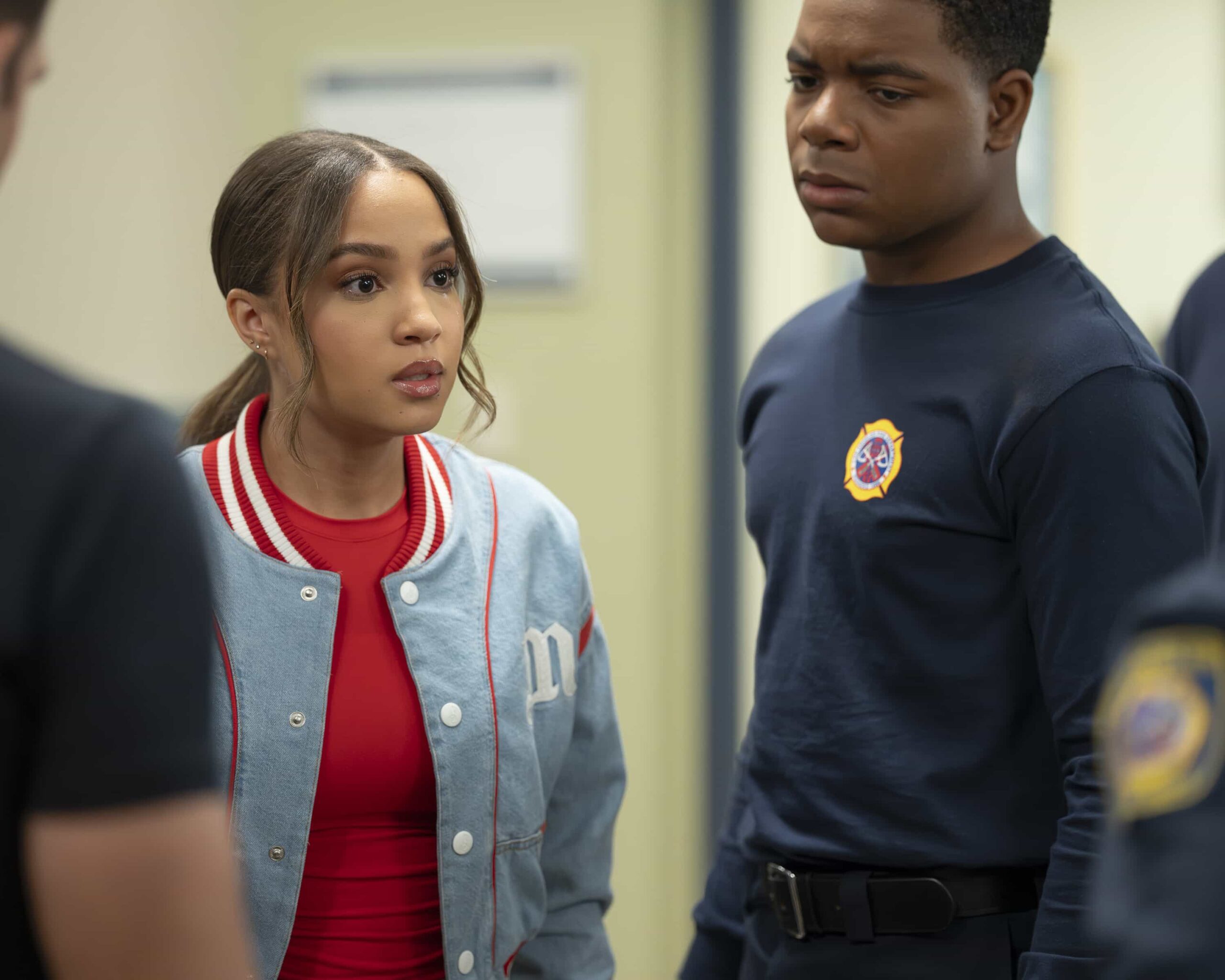 9-1-1 - “Hearts and Flowers” - Following Athena’s shooting, the 118 gathers at the hospital awaiting news. Meanwhile, the mastermind behind the trafficking ring is determined to silence Athena and anyone who gets in his way for good. THURSDAY, MAY 7 (8:00-9:00 p.m. EDT) on ABC. (Disney/Christopher Willard) 
CORINNE MASSIAH, ELIJAH M. COOPER