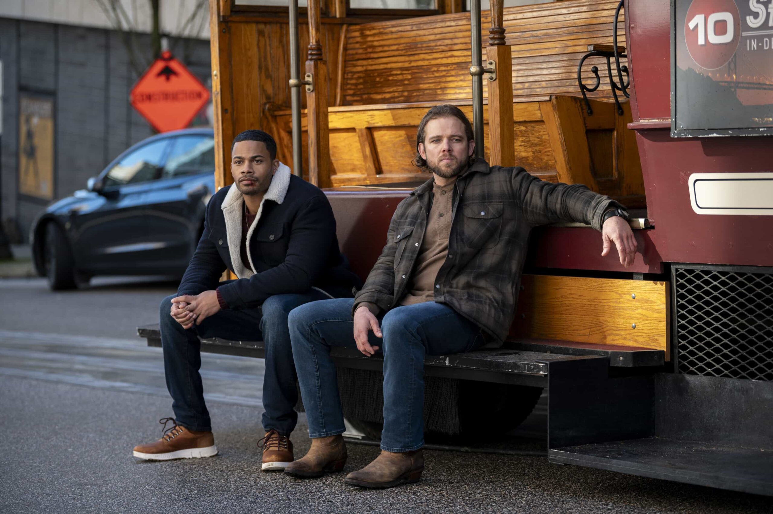 "Best Man" -- Coverage of the CBS Original Series FIRE COUNTRY, scheduled to air on Friday, May 8 (9:00-10:00 PM, ET/PT). Pictured (L-R): Jordan Calloway as Jake Crawford and Max Thieriot as Bode Leone. Photo: Sergei Bachlakov/CBS ©2026 CBS Broadcasting, Inc. All Rights Reserved.