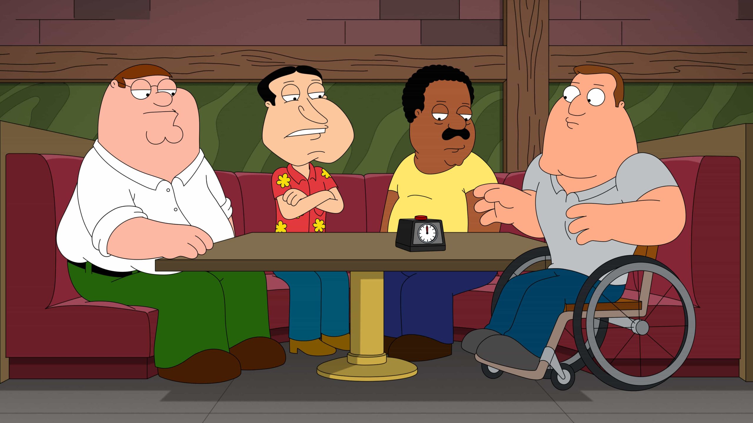 FAMILY GUY Season 24 Episode 14 : A powerful sleeping aid medication gives Joe the ability to walk while he is asleep, but Joe grows concerned when it becomes clear that the guys prefer his sleepwalking self in the all-new "Let the Goodtimes Walk" episode of Family Guy airing Sunday, May 10 (8:00-8:31 PM ET/PT) on FOX. FAMILY GUY © 2026 by 20th Television