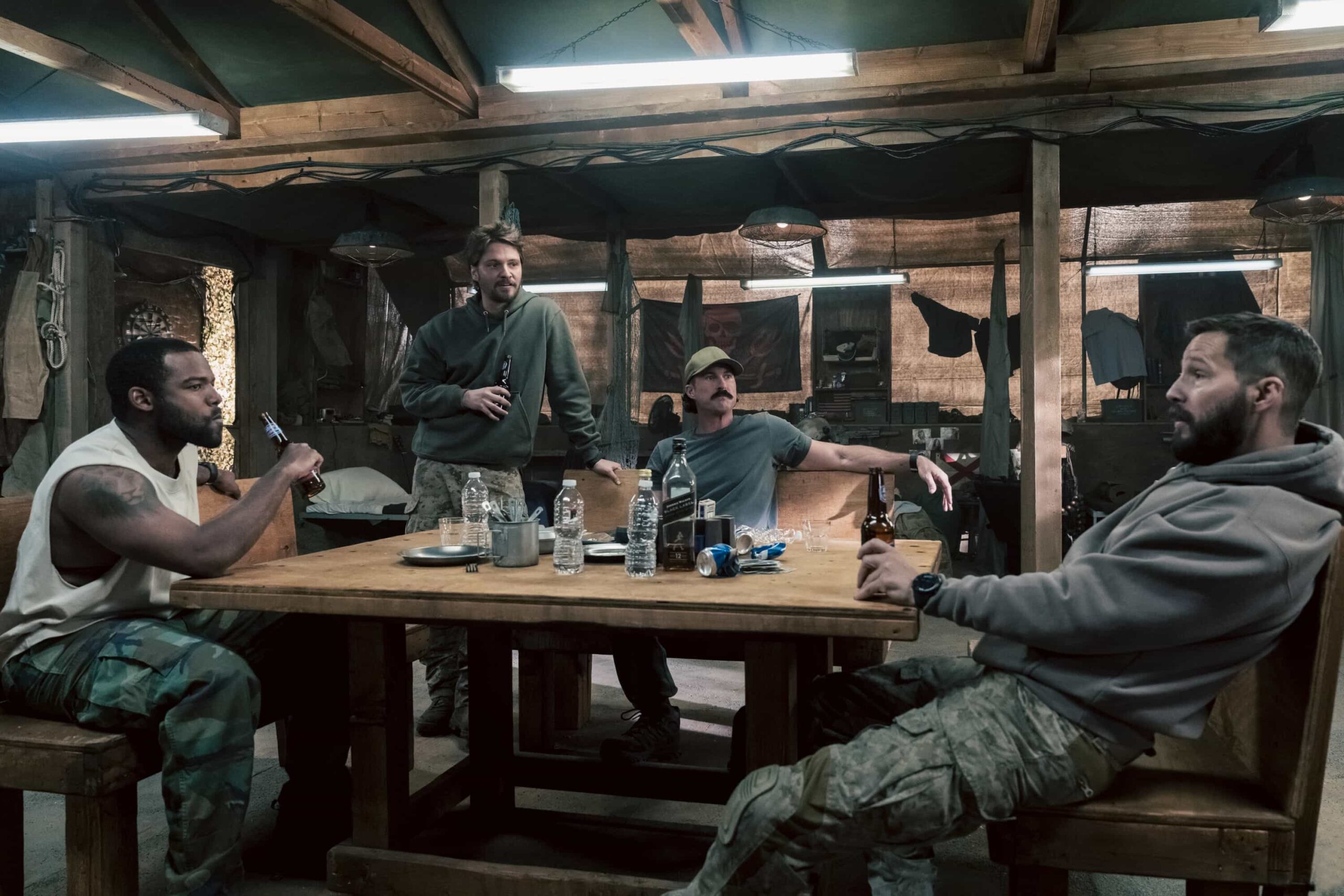 Marshals Season 1 Episode 11 “On Thin Ice” — CBS Original Series MARSHALS, scheduled to air on Sunday, May 10 (8:00-9:00 PM, ET/PT).  Pictured (L-R): Jay Reeves as Roner, Luke Grimes as Kayce Dutton, Riley Green as Garrett and Logan Marshall-Green as Pete Calvin. Photo: Zach Dilgard/CBS ©2025 CBS Broadcasting, Inc. All Rights Reserved.